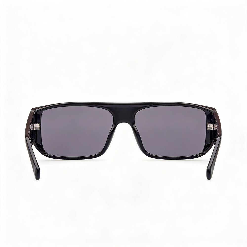 GUESS Damian Square Plastic Sunglasses Women's Shiny Black Frame Black Lens UV Protection 60mm