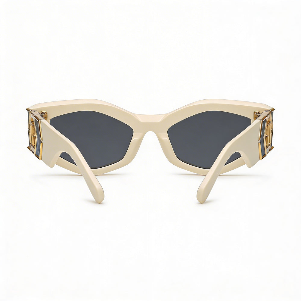 Philipp Plein Spp136m Unisex Acetate Frame Sunglasses with Beige Frame and Smoke Lenses, 52mm Lens Width