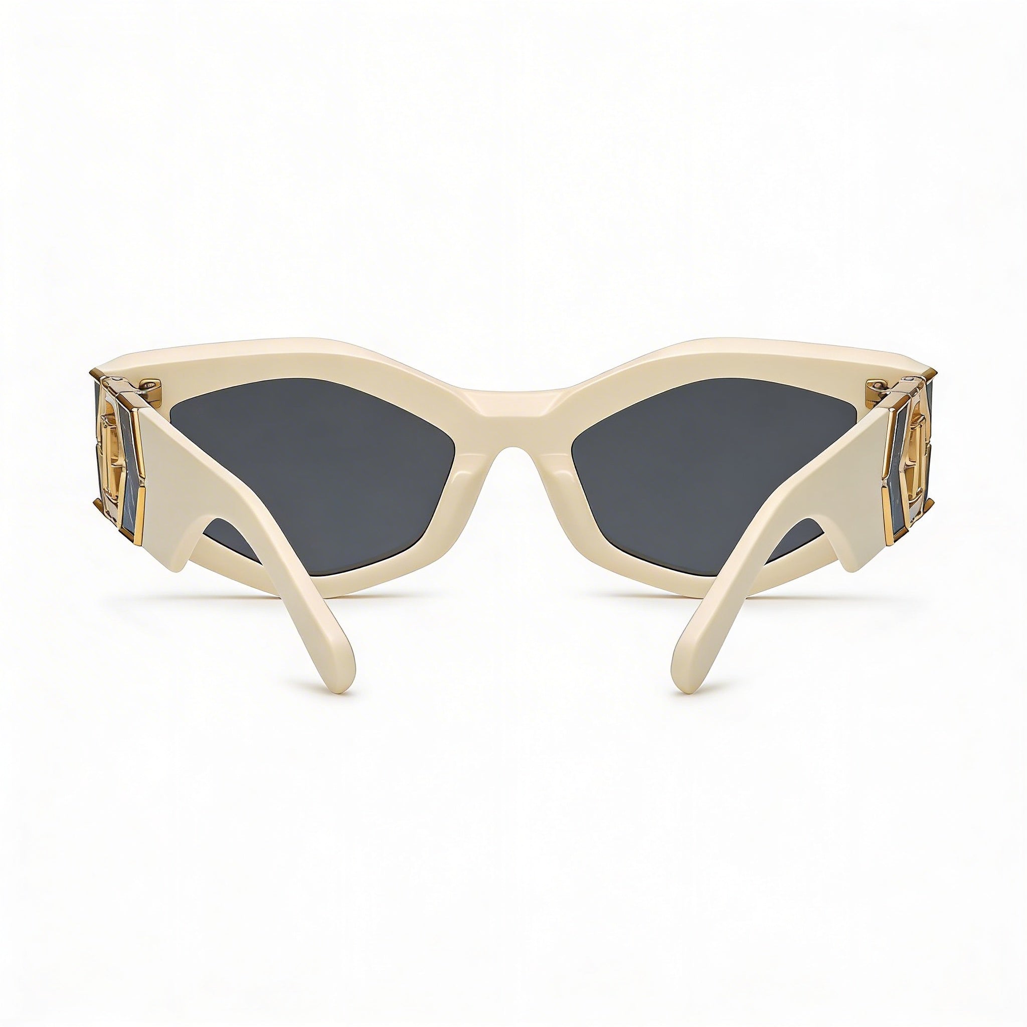 Philipp Plein Spp136m Unisex Acetate Frame Sunglasses with Beige Frame and Smoke Lenses, 52mm Lens Width, Photo 3