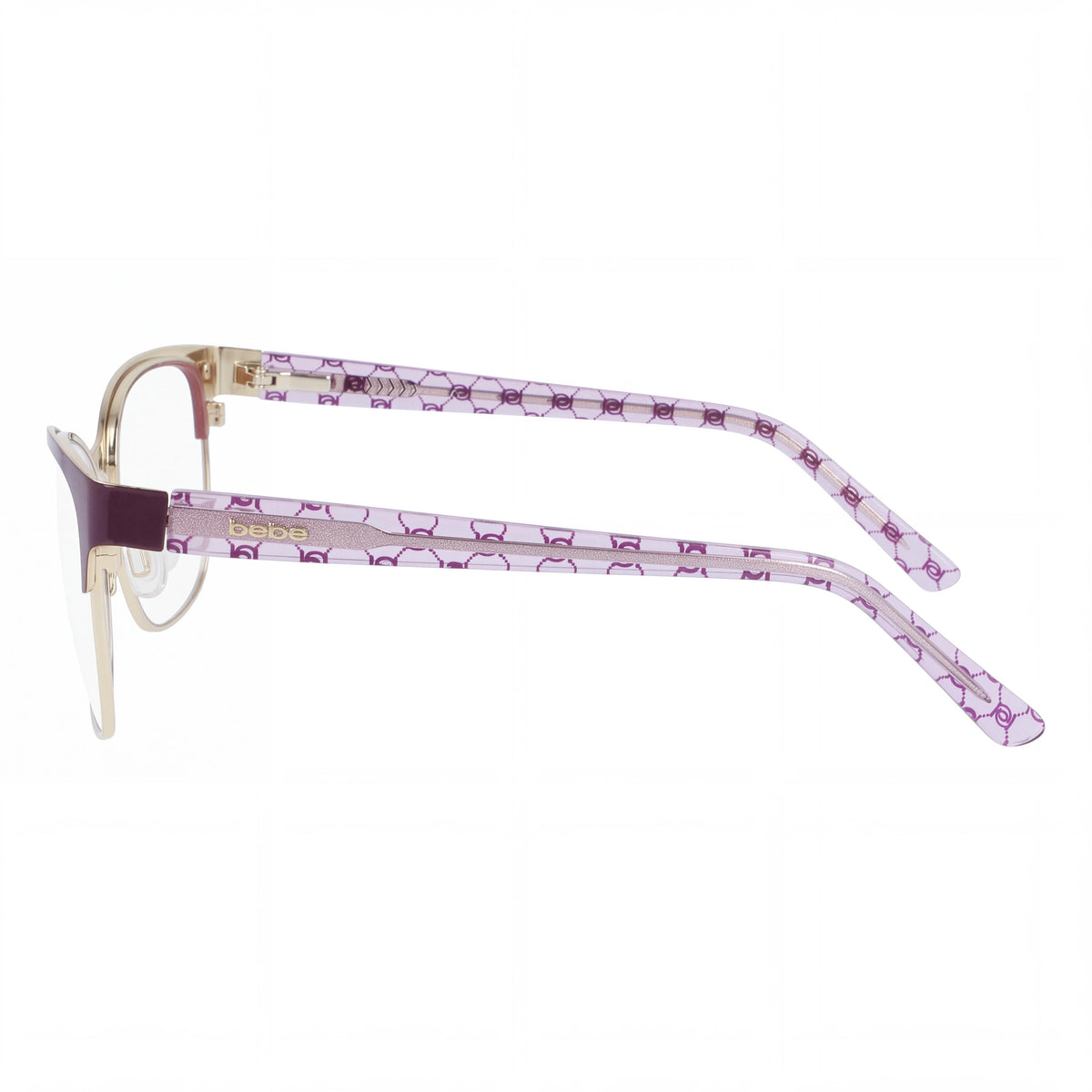 bebe Bb5196 Men's Optical Eyeglasses with Plum Metal Frame and Clear Polycarbonate Lenses 52-16-135, Photo 3