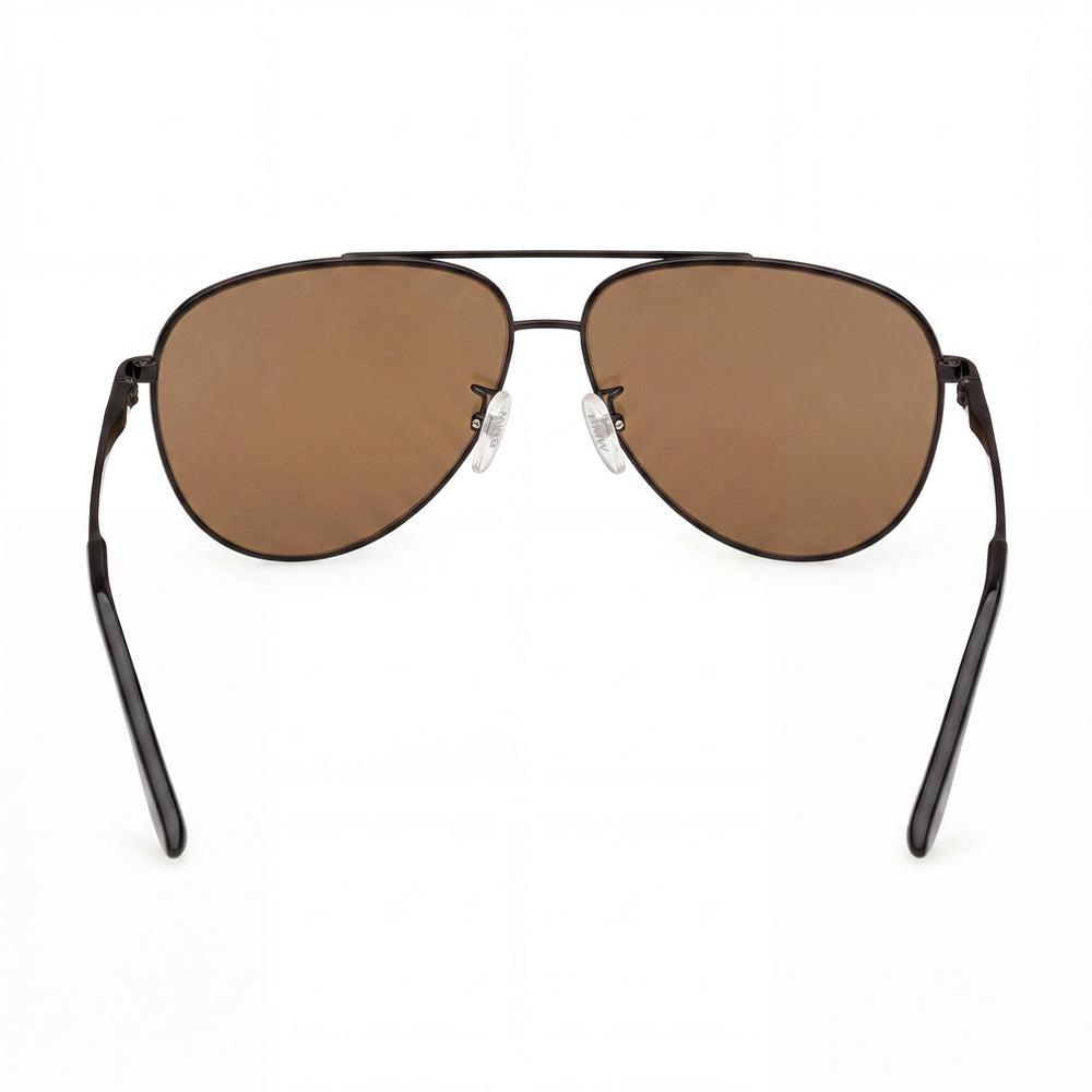 Gafas de sol BMW para hombre, contemporáneas, montura de titanio negro mate, lente de espejo marrón, protección UV 60-18-140