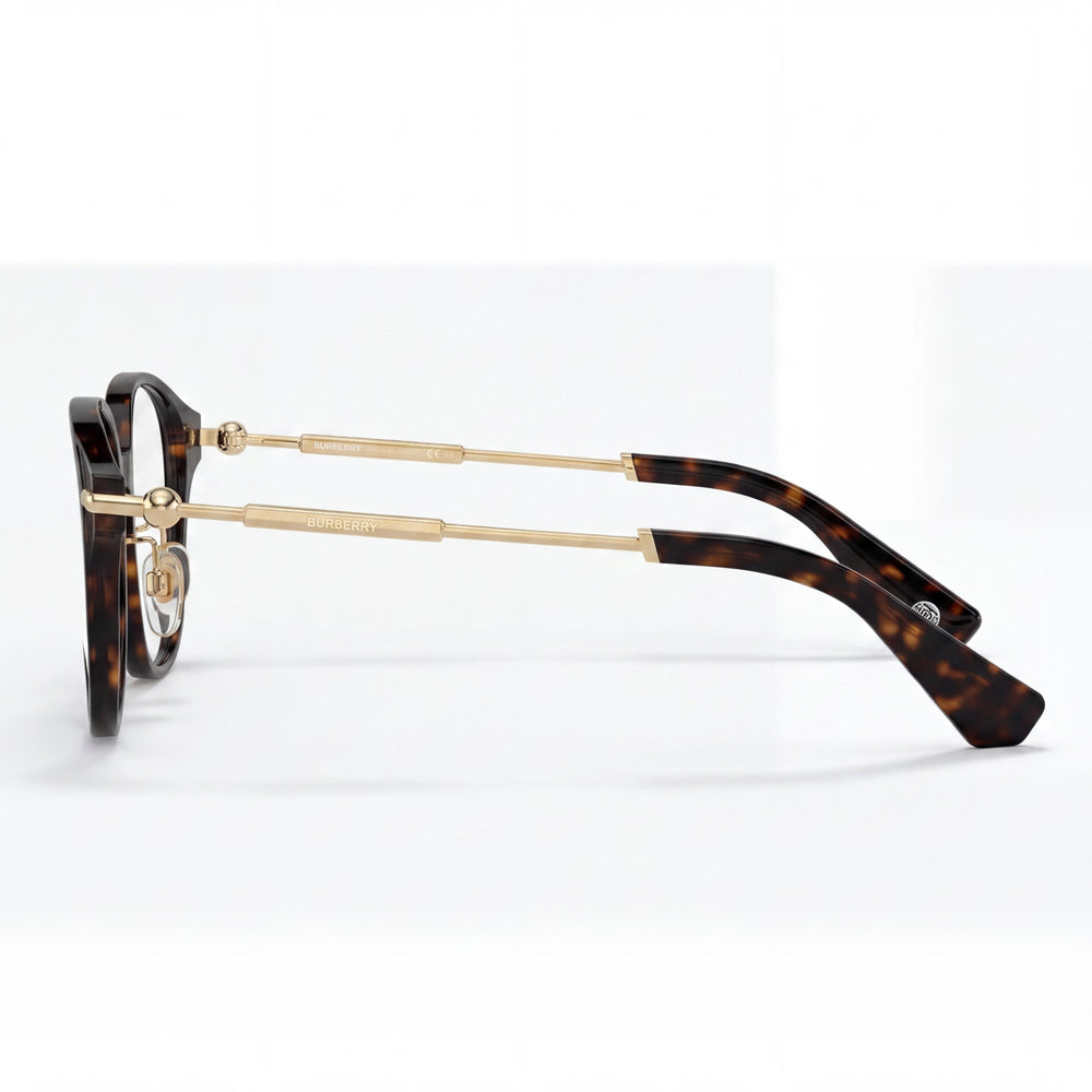 BURBERRY Be 2412d Gafas Ópticas para Hombre, Montura de Acetato Habana Oscuro con Lentes Transparentes de Policarbonato 52-19-140