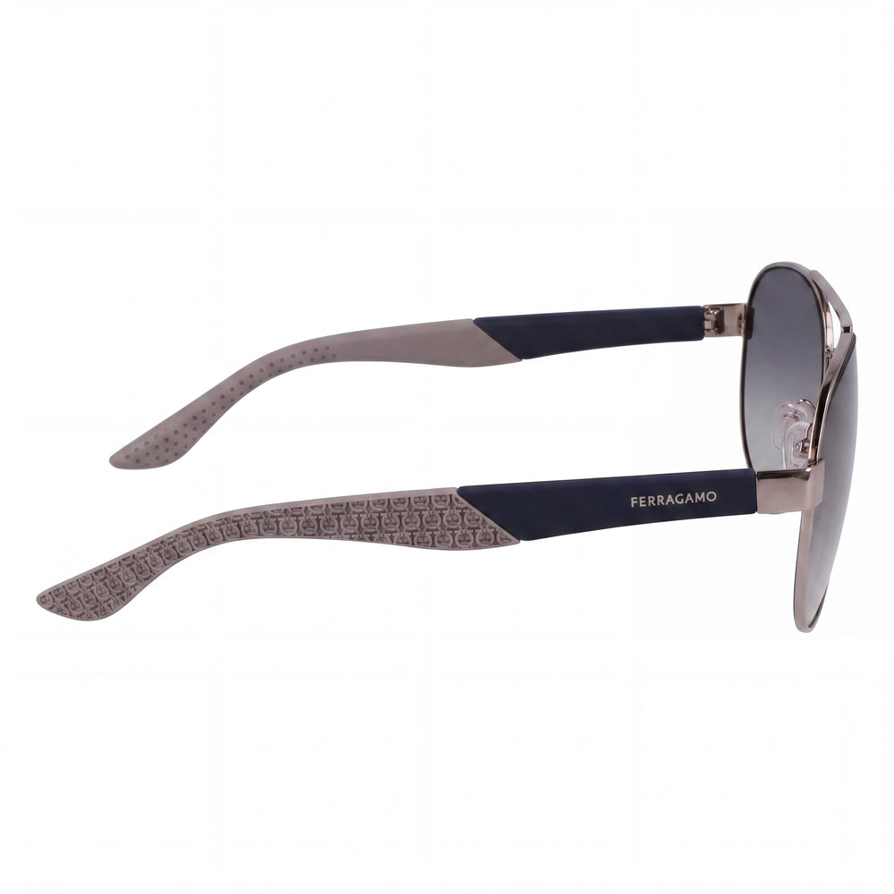 Salvatore Ferragamo Sf275sn Unisex Brillante Rutenio Claro Metal Gafas de Sol de Aviador con Degradado No Polarizadas 62mm