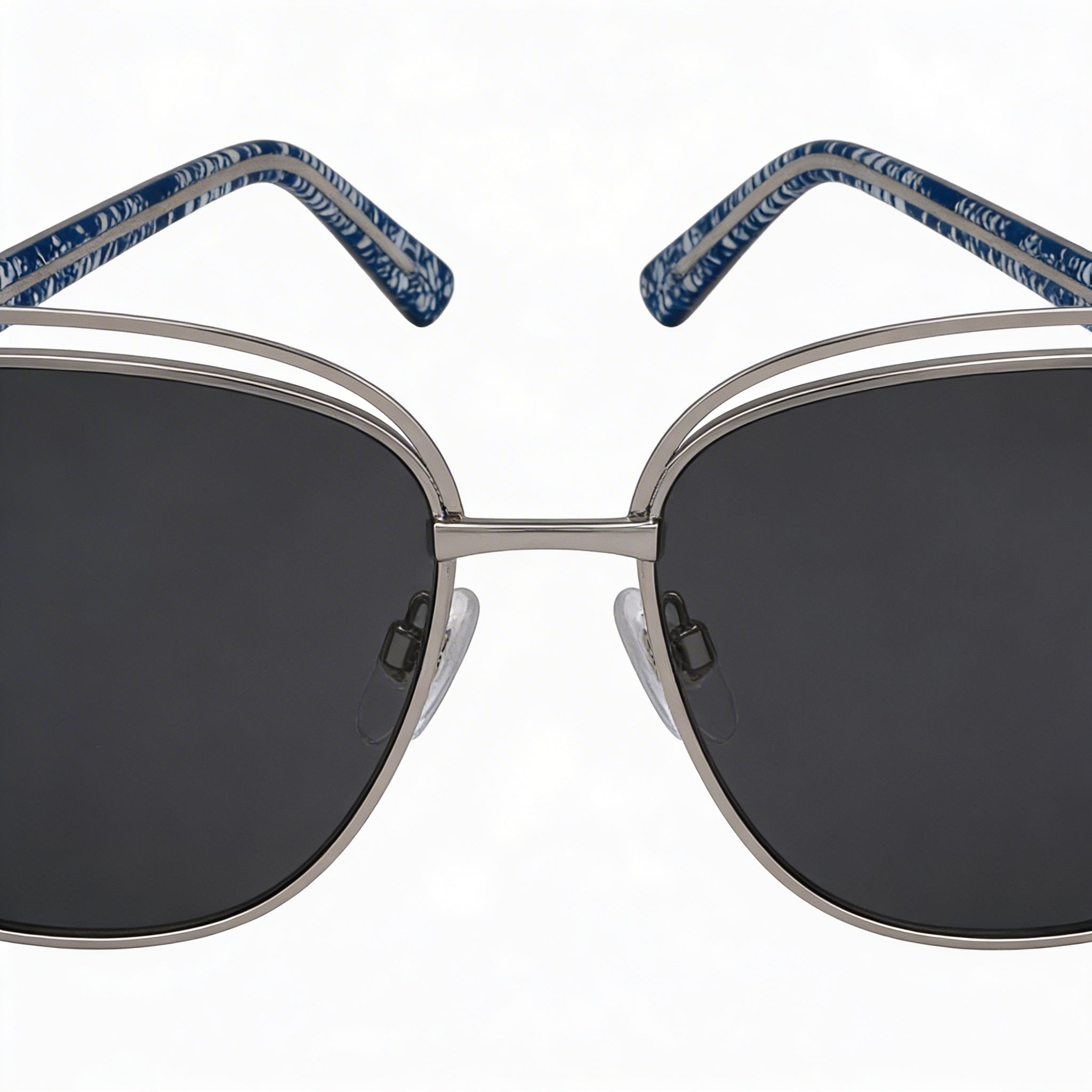 BEBE Classic Women's Silver Acetate Frame, Multicolor Polycarbonate Lens with 100% UV Protection 57mm, Photo 4
