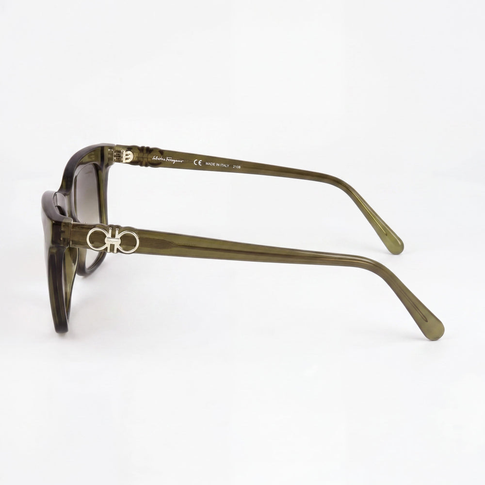 Gafas Ferragamo Sf1027s unisex de montura completa cuadrada de plástico verde degradado con lentes verdes de 55 mm