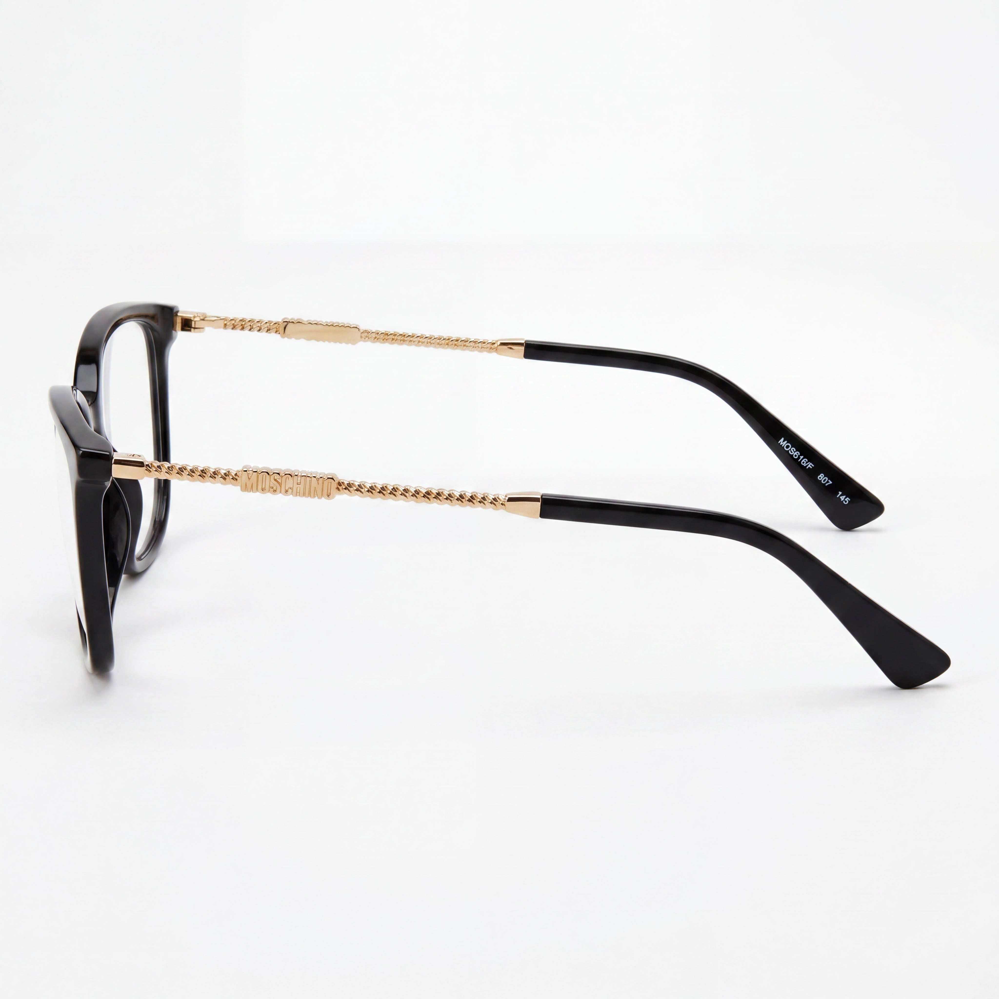 Moschino Modern Women's Black Acetate Frame Eyewear 54mm Lens Width, 15mm Bridge, 145mm Temple Length, Photo 2