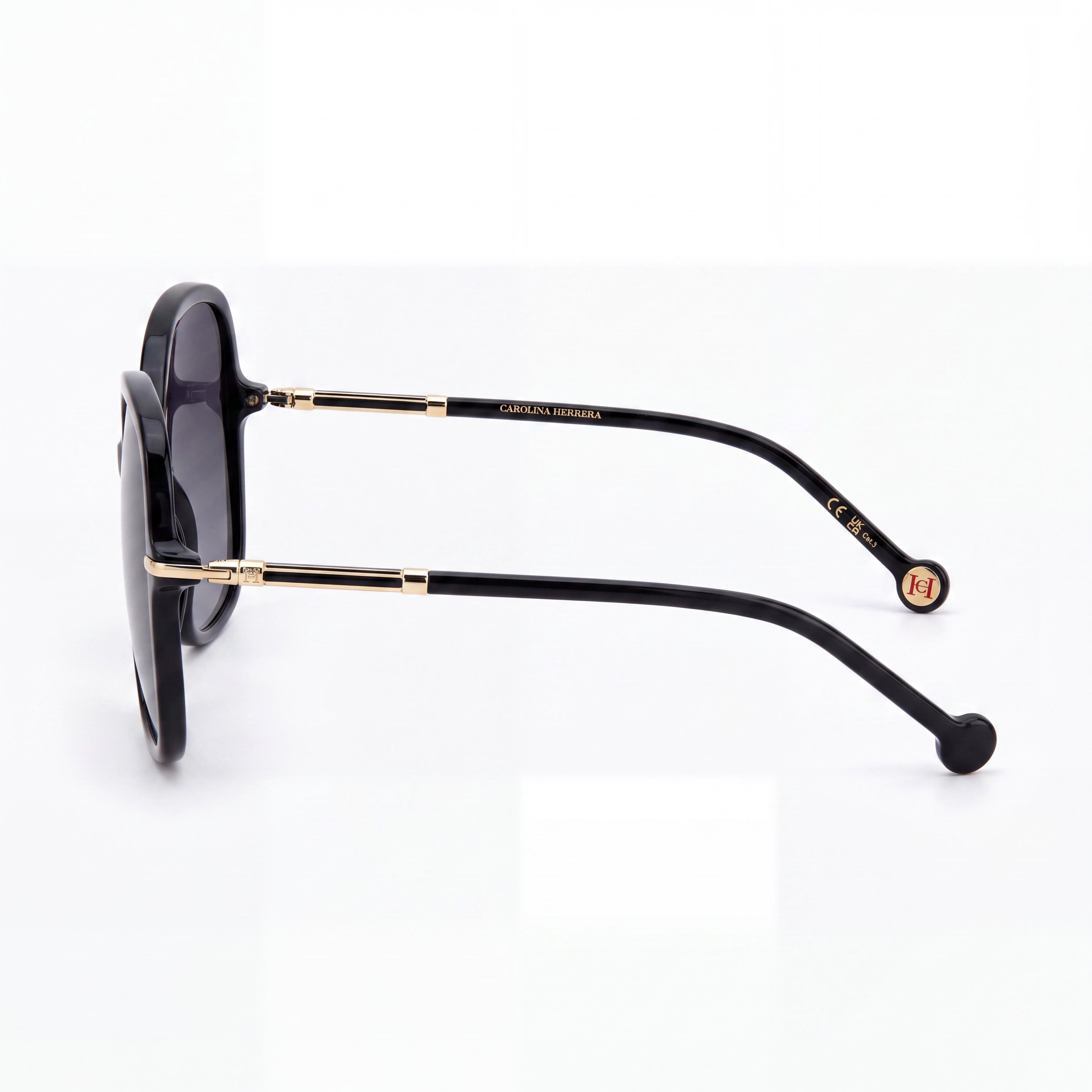 Gafas de sol informales Carolina Herrera HER 0269/S para mujer con montura de acetato negro y lentes no polarizadas en gris oscuro degradado, Photo 2