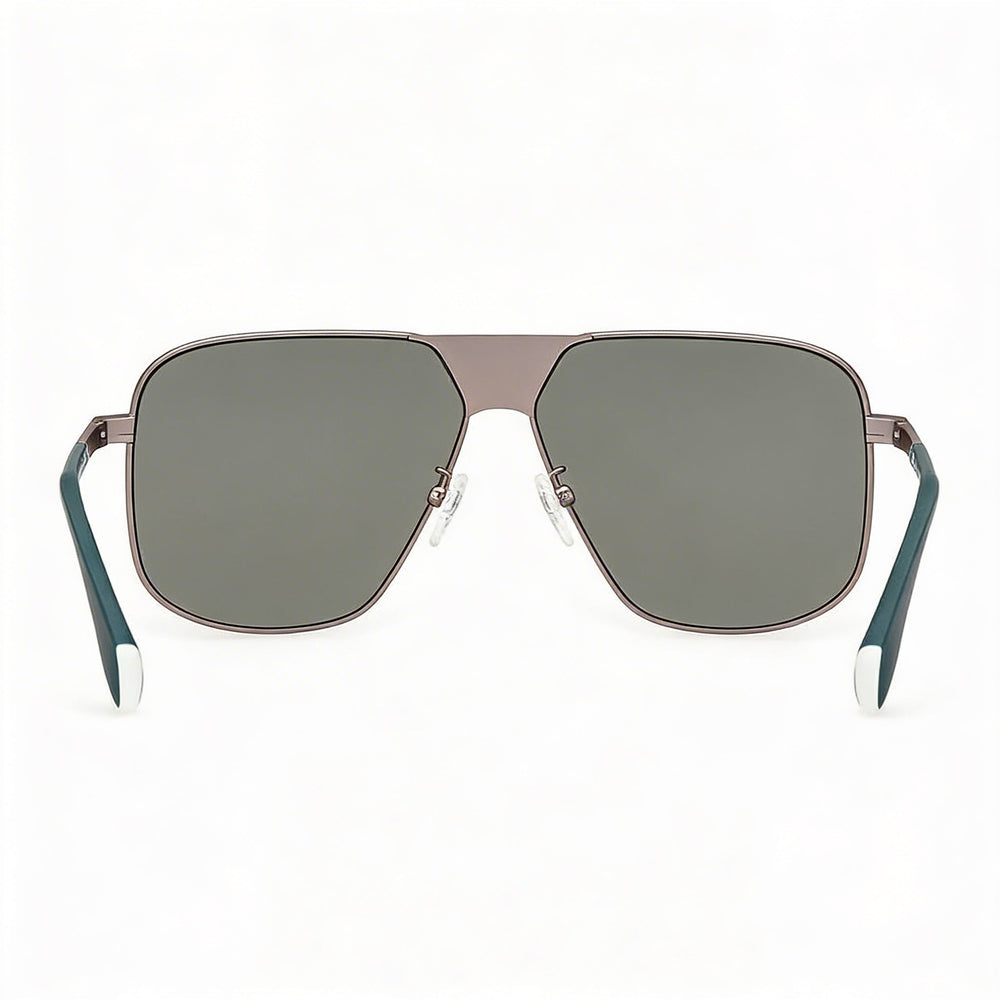 Gafas de sol adidas modernas unisex con montura de plástico gris plomo mate, lentes de acetato verdes y protección UV de 60 mm