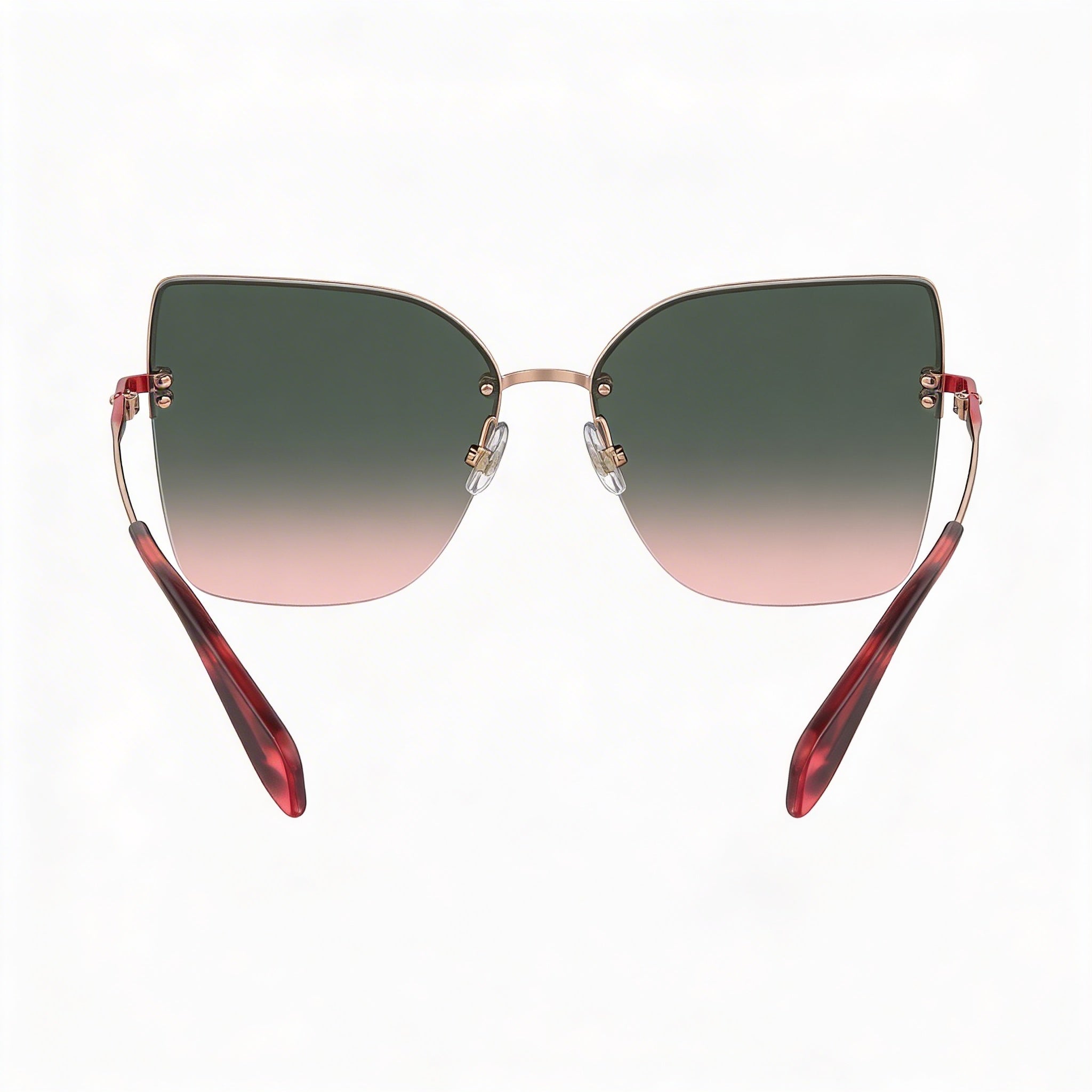 kate spade new york Casual Unisex Red Gold Stainless Steel Rimless Cat Eye Burgundy Gradient Pink 58mm UV Protected Sunglasses, Photo 4