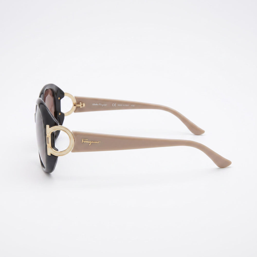 Salvatore Ferragamo Sf668s 001 Unisex Black Taupe Brown Gradient Composite Frame Brown Gradient Non-Polarized UV Sunglasses 57mm