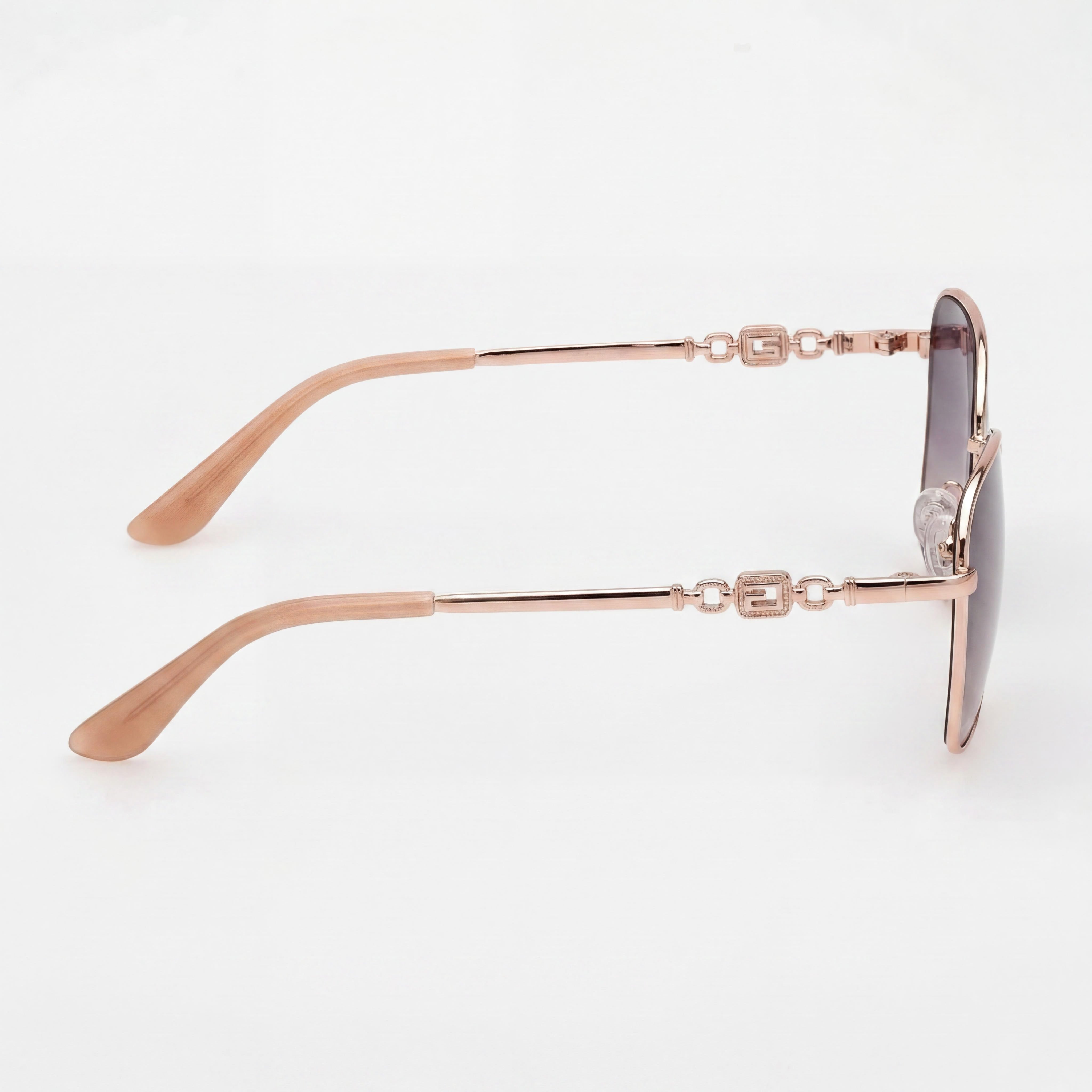 Gafas de sol Guess Butterfly para mujer, de metal dorado rosa brillante, con lentes azul violeta y protección UV de 57 mm, Photo 3