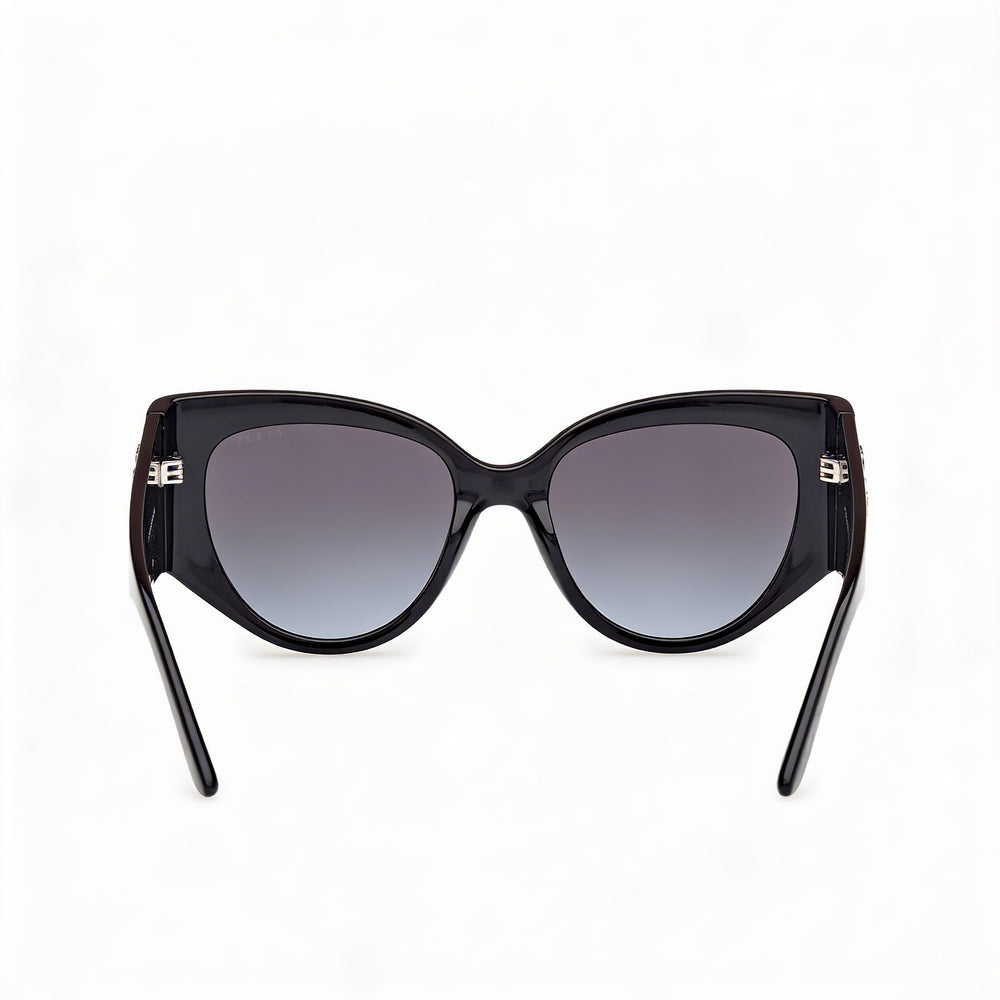 GUESS Casual Women's Shiny Black Plastic Frame Non-Polarized Gradient Smoke Sunglasses with 100% UV Protection 54mm
