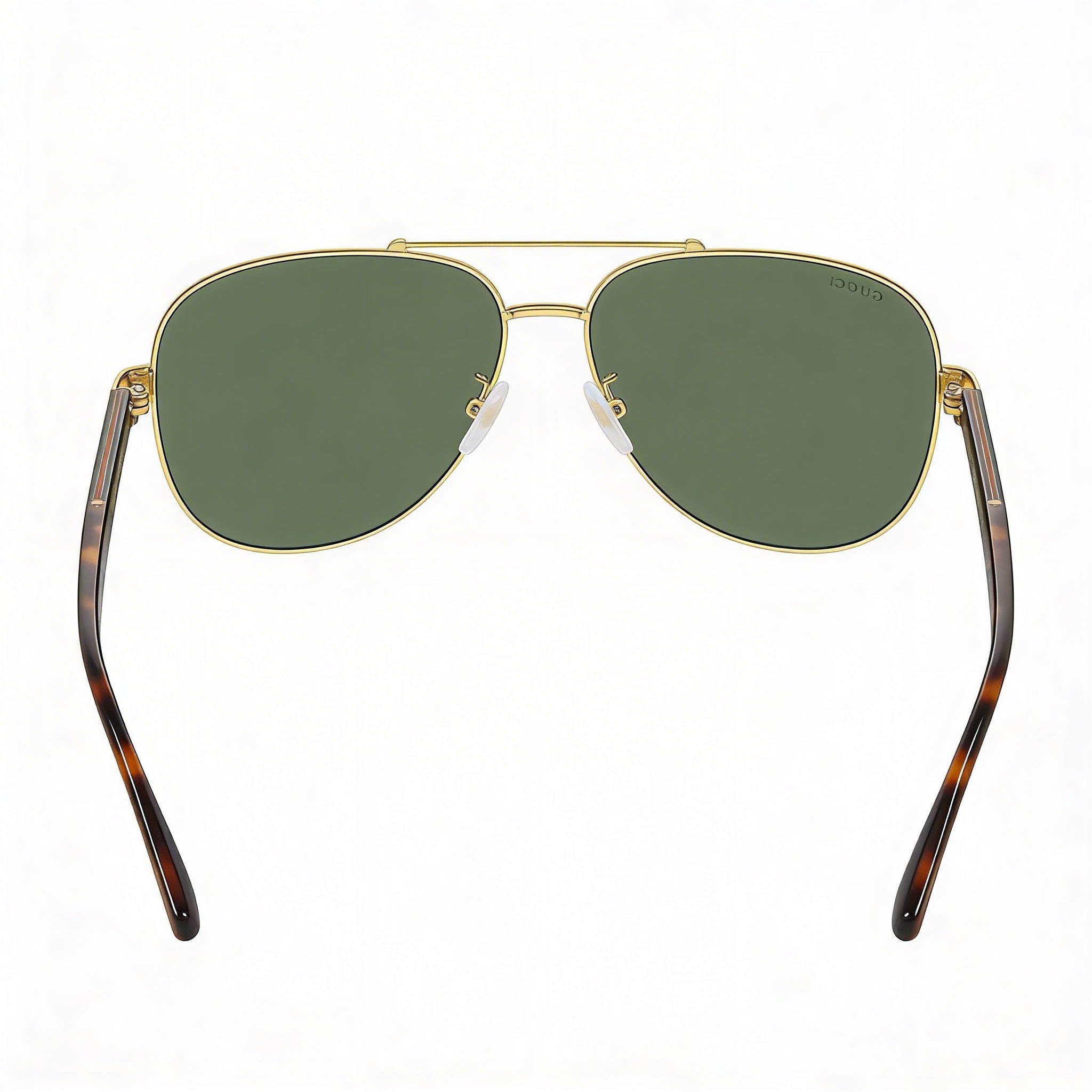 Gucci Aviators Unisex Plastic Sunglasses with UV Protection, Gold Frame, Green Lenses, 63mm Lens Width, Photo 3