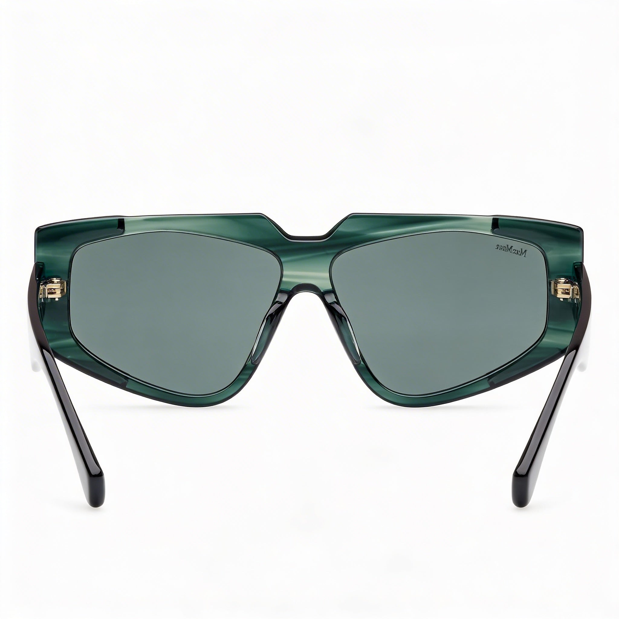 MaxMara Mm0125 para mujer con montura de acetato de rayas verde oscuro y lentes de policarbonato verde oscuro de 58 mm, Photo 4