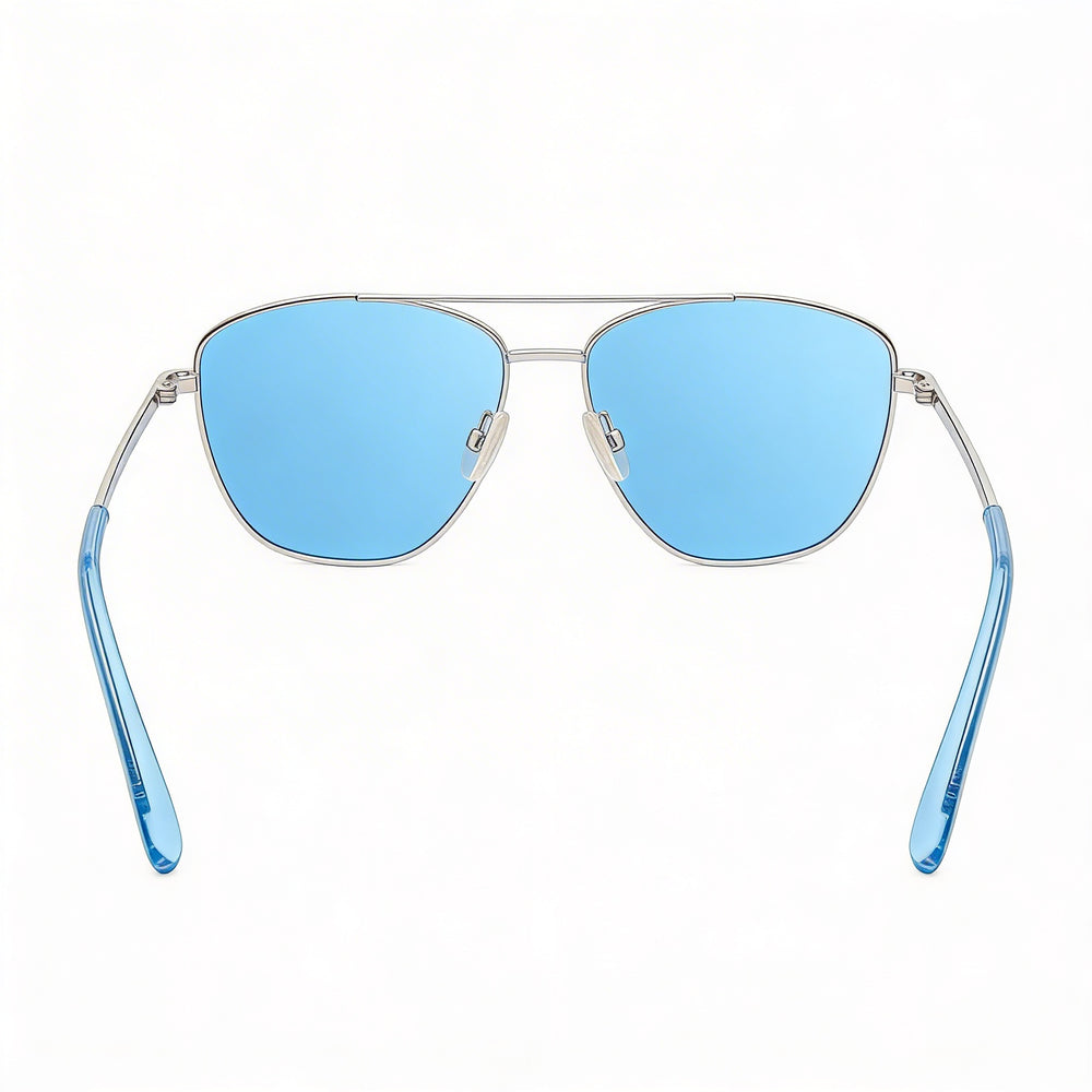 PRIVÉ REVAUX Modern Unisex Stainless Steel Palladium Silver Mirror Palladium Non-Polarized Lens Sunglasses 57-14-145