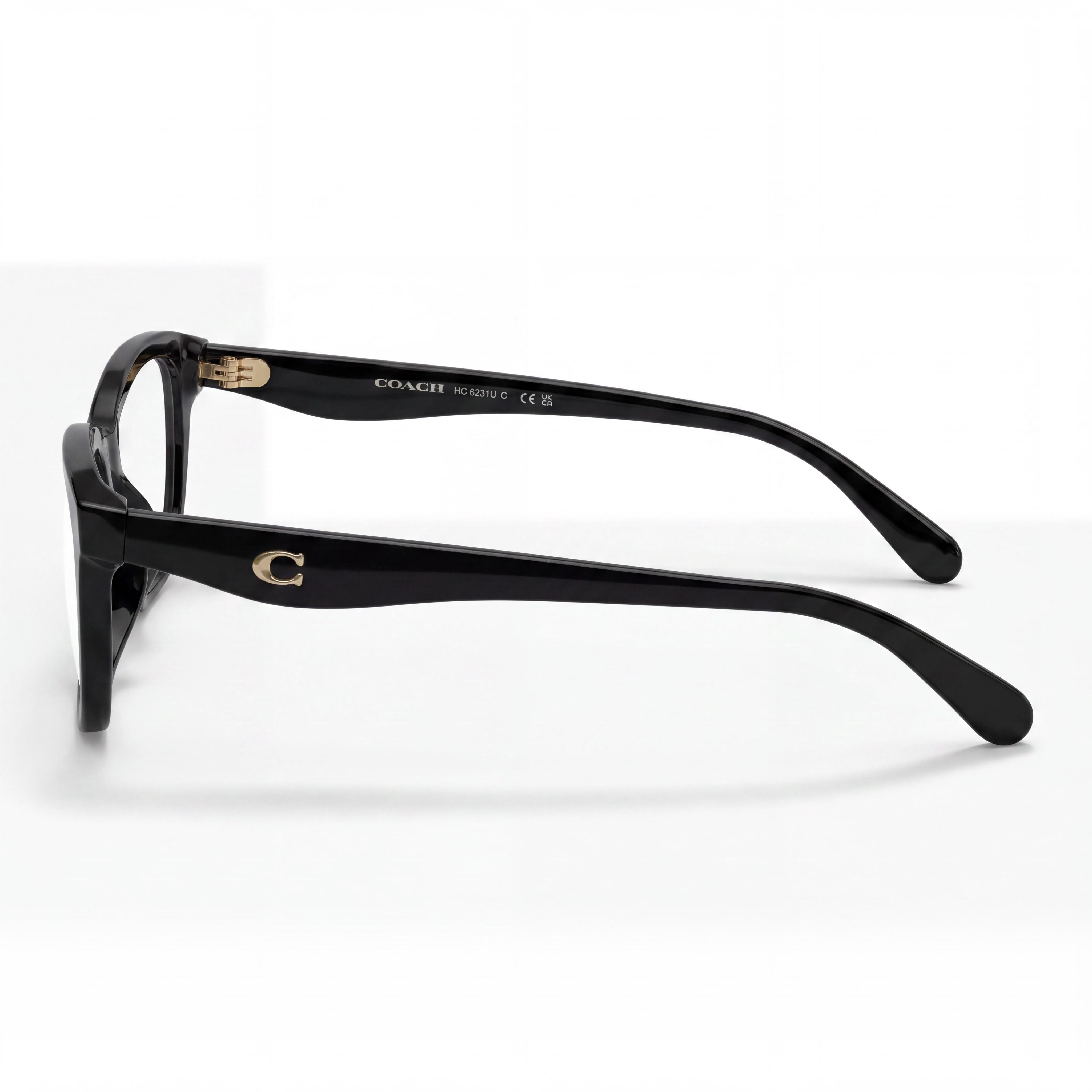 COACH Hc6231u Montura de gafas graduadas de plástico negro con herrajes C esculpidos y ajuste universal para mujer, 54 mm, Photo 2