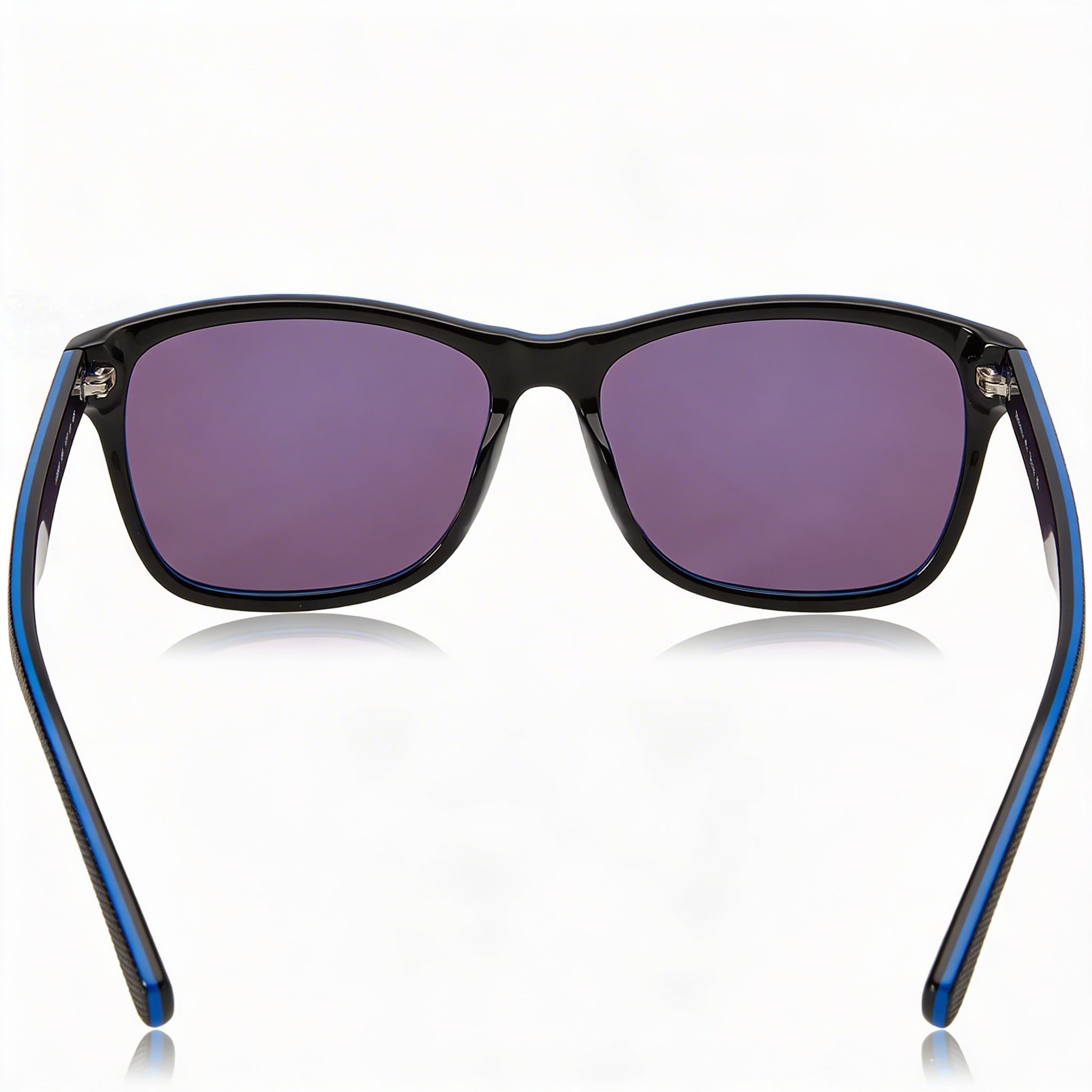 Gafas de sol unisex Lacoste con lentes marrones antirreflejos con protección UV, armazón de plástico (plomo medio, negro, azul belleza), 55 mm, Photo 3