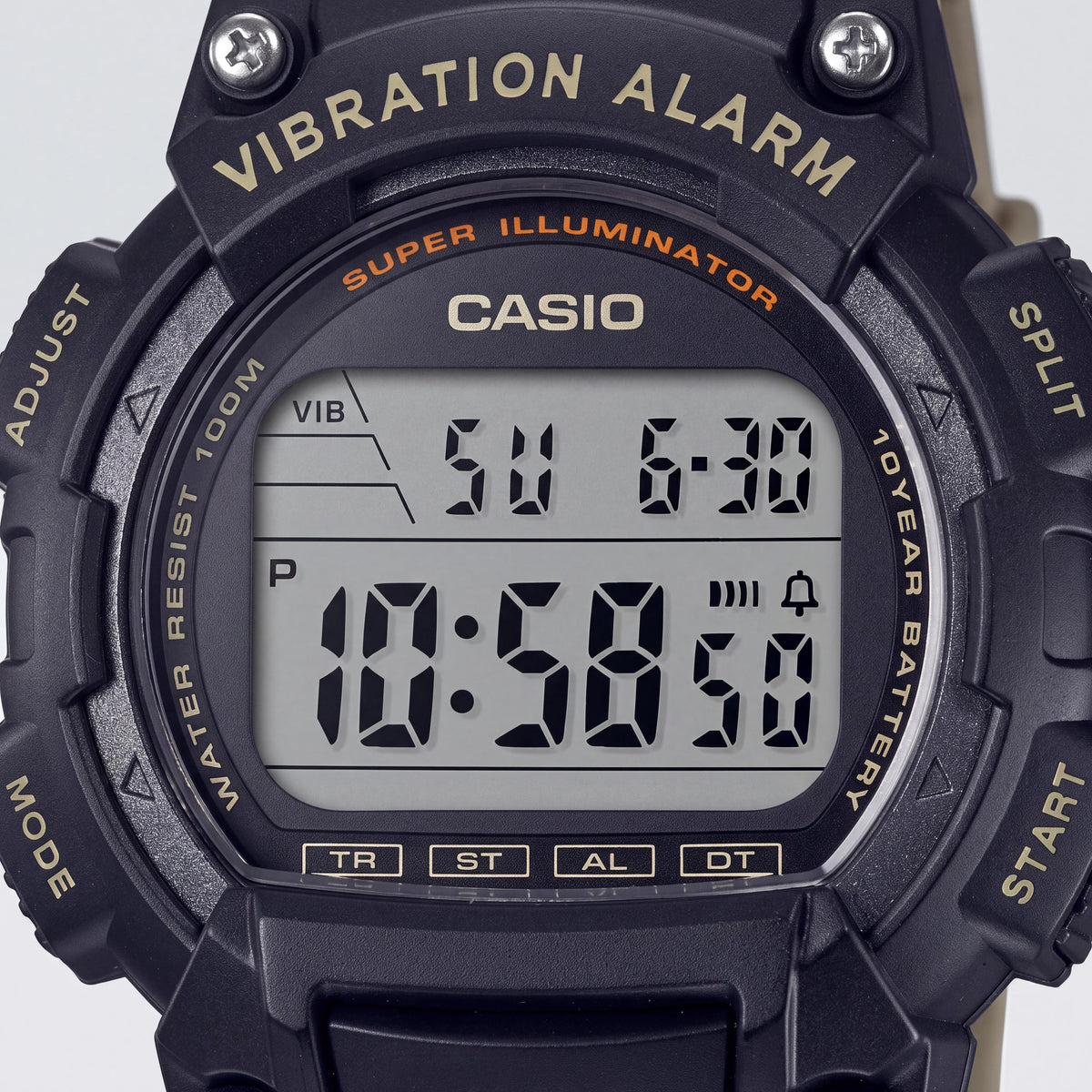 Casio Men's W-736H-5AVCF Black Tan Digital Watch with LED Light, Stopwatch, Timer, 100M Water Resistant, Photo 2