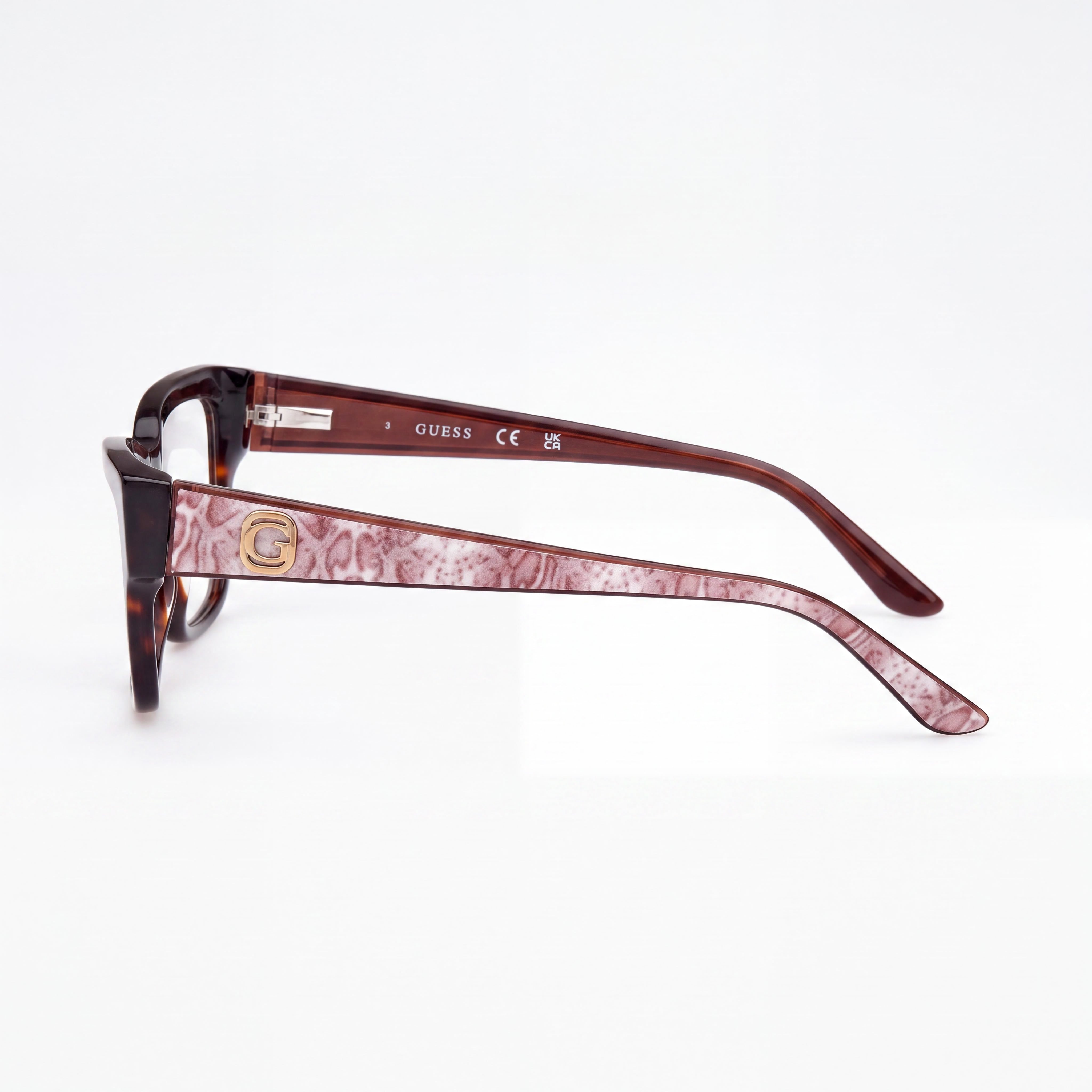 GUESS Gu50126 Women's Dark Havana Plastic Frame Eyewear with Polycarbonate Lenses - 53mm Lens, 15mm Bridge, 140mm Temple, Photo 2