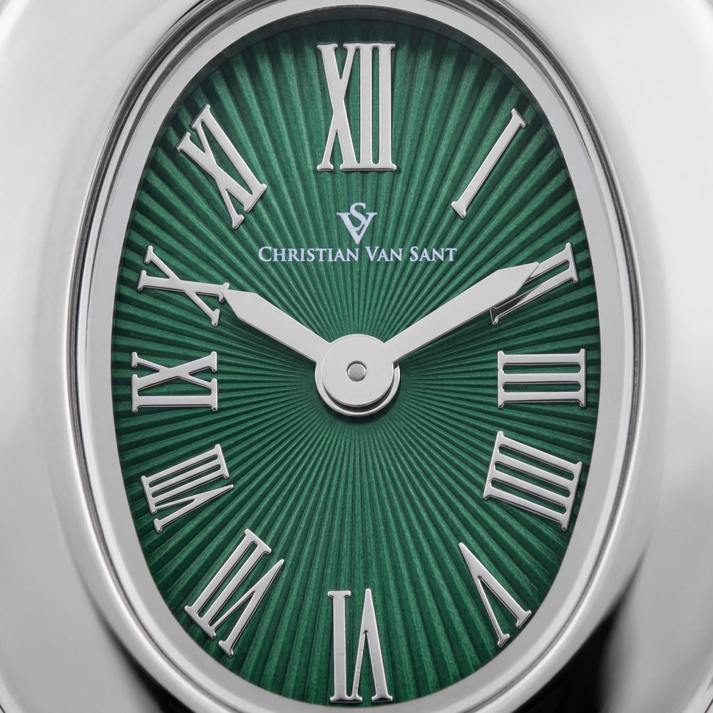 Reloj Christian Van Sant Anora CV4332 para mujer, caja de acero inoxidable verde, pulsera, cuarzo, resistente al agua