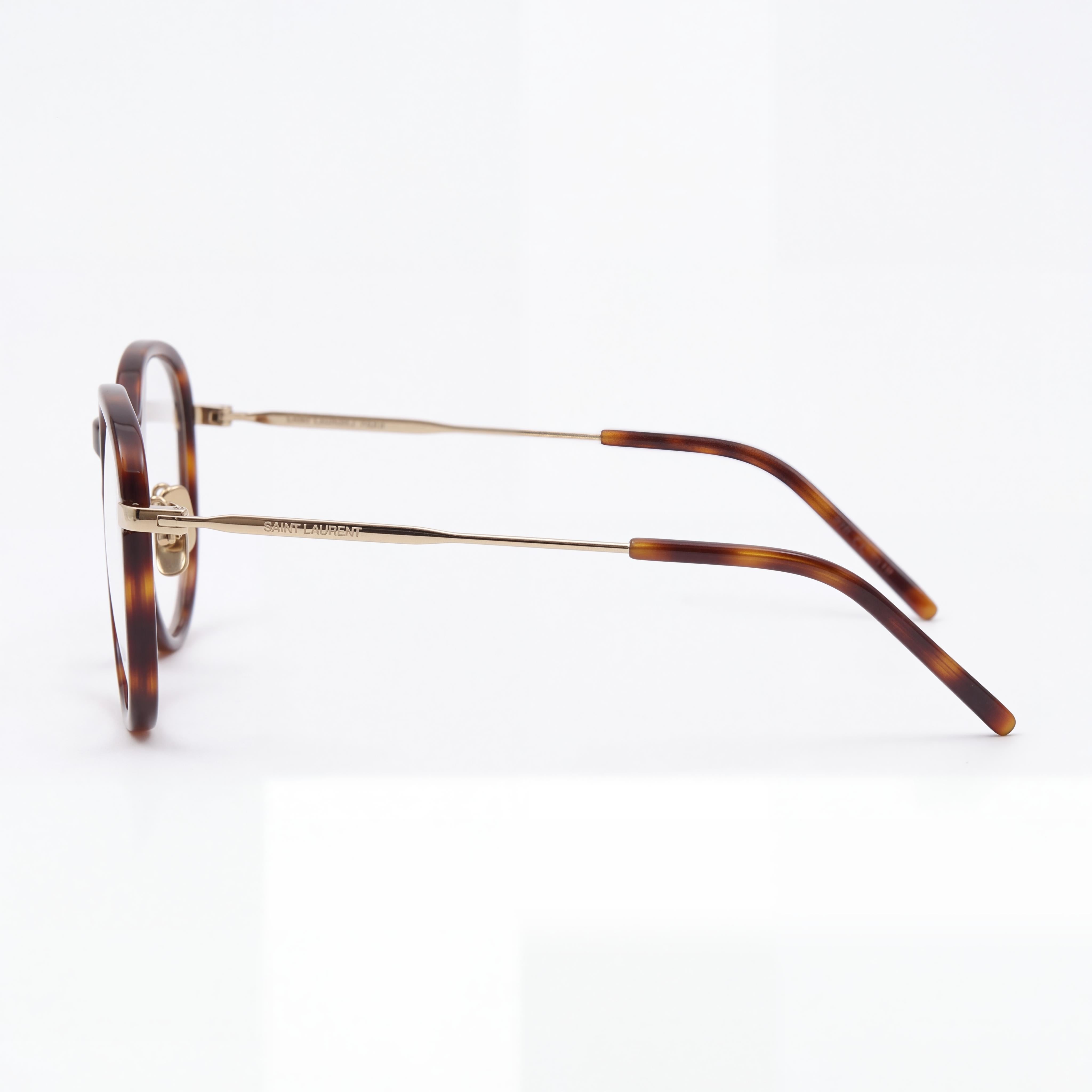 YVES SAINT LAURENT Sl 436 Opt-002 Women's Round Plastic Eyeglasses with Clear Lenses Havana Transparent Gold 49-22-42, Photo 2