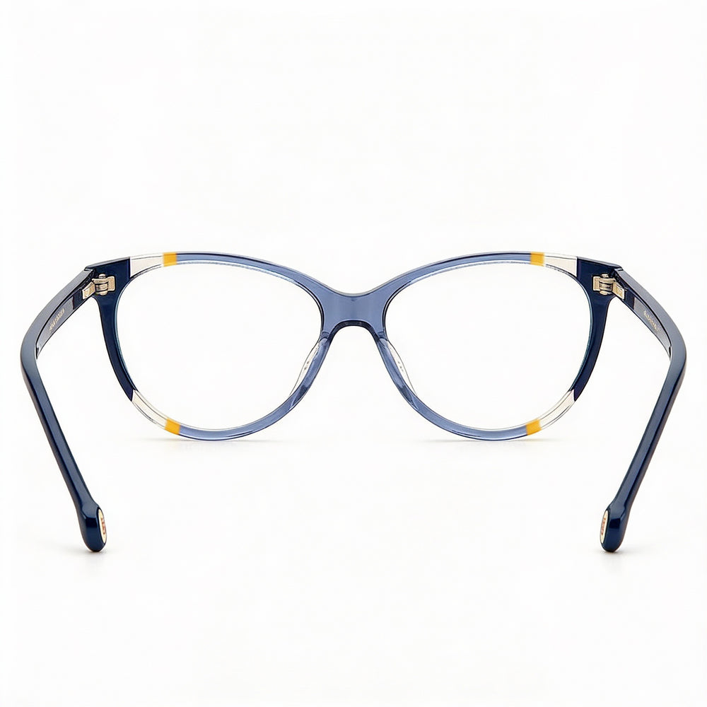 Carolina Herrera CH 0064 Women's Acetate Optical Frame with Tri Acetate Cellulose Lenses & Blue Orange 55mm Glasses