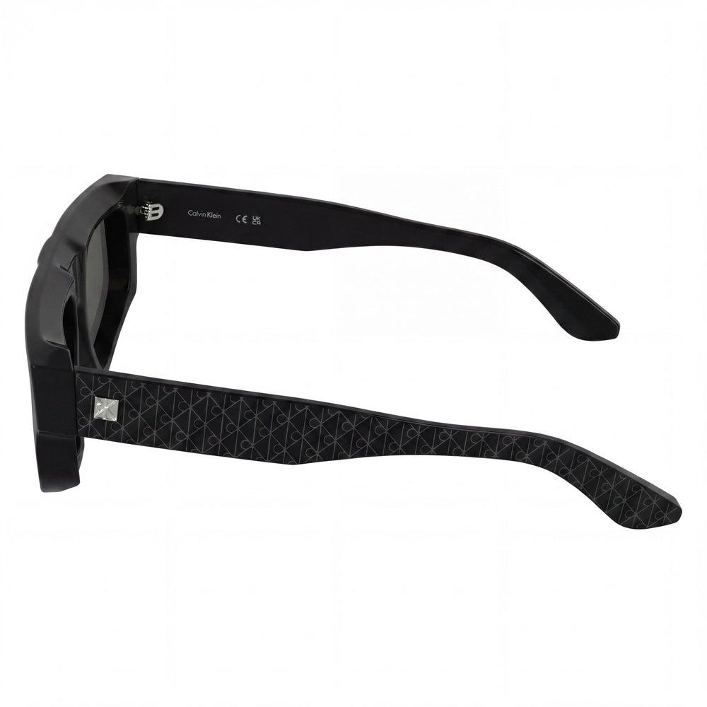 Calvin Klein Ck25539s Unisex Black Acetate Renew Rectangular Sunglasses, Smoke UV Protection Non-Polarized Lenses 54mm