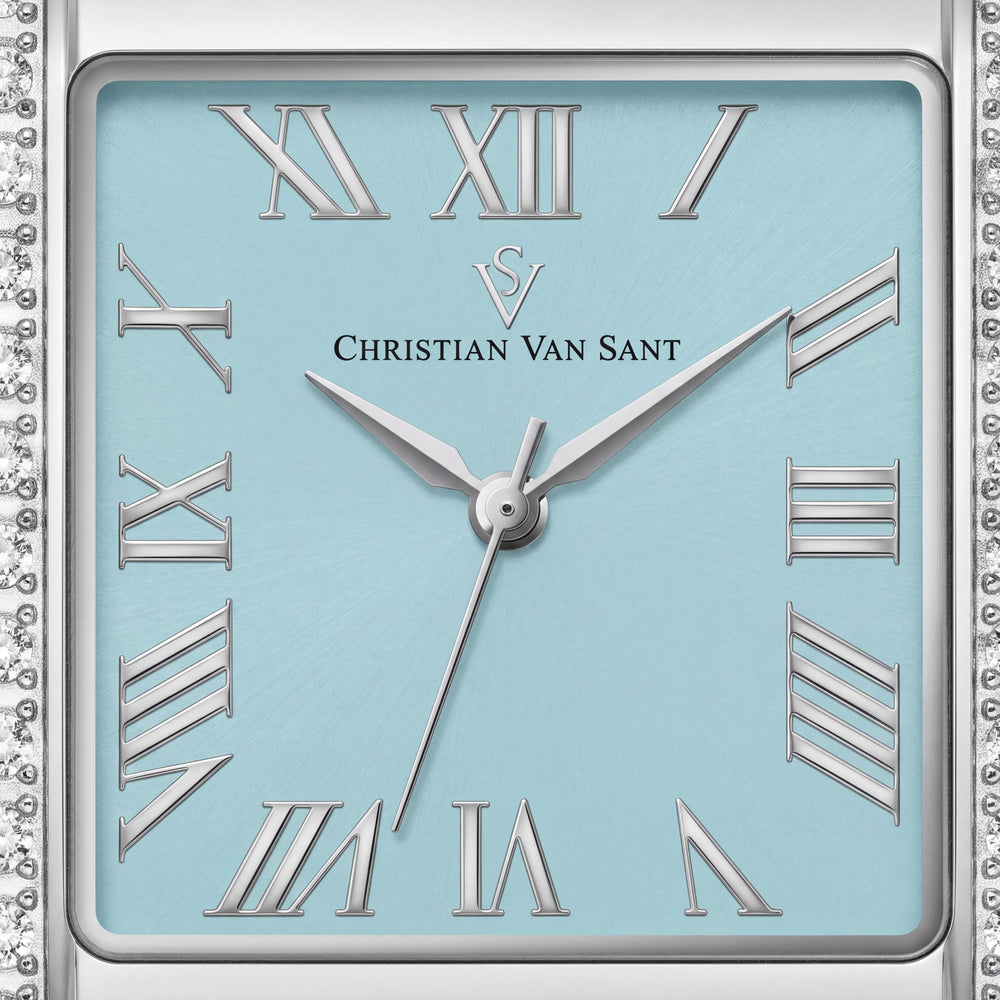 Christian Van Sant CV1282 Women's Silver Stainless Steel Blue Dial Quartz Movement Water Resistant Watch