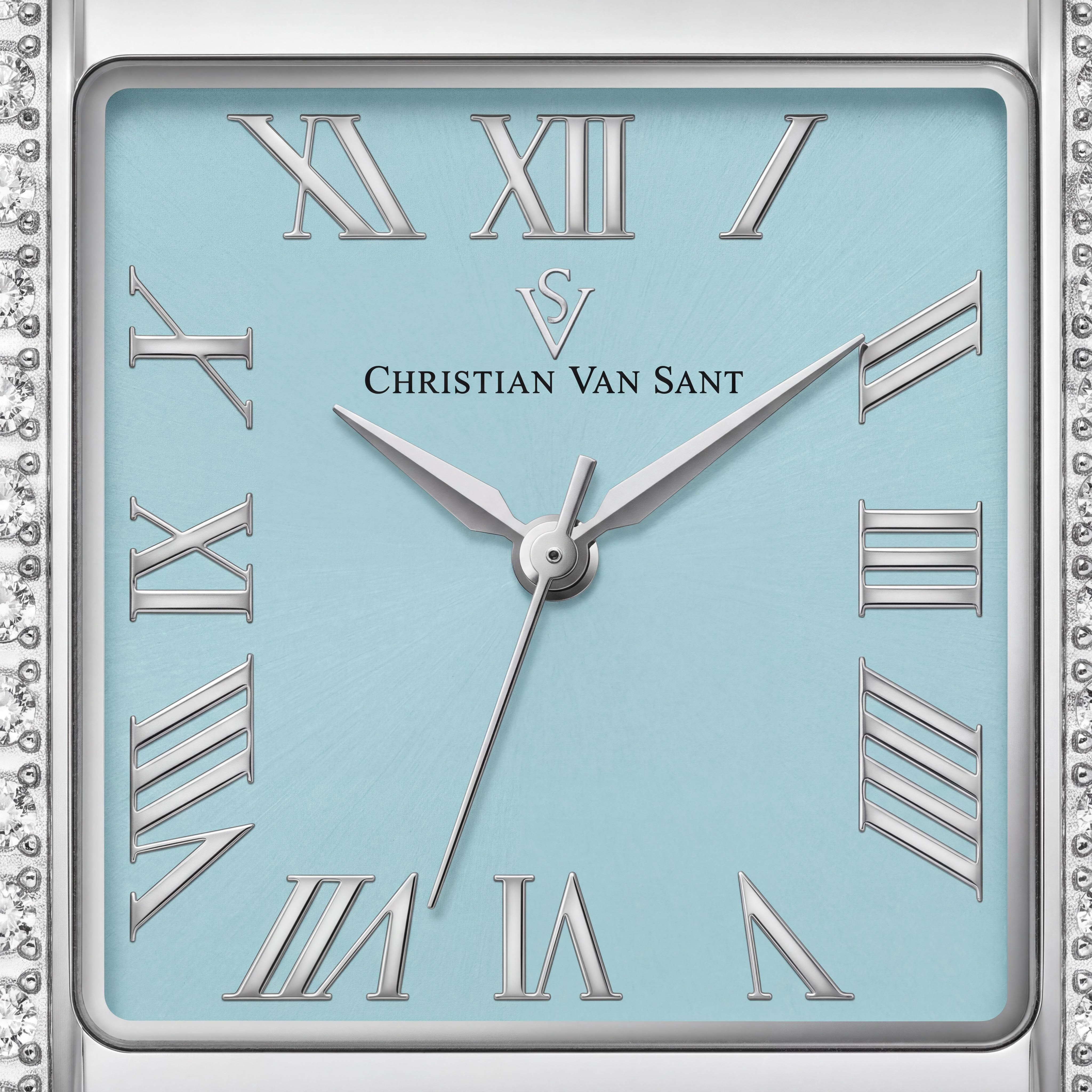 Christian Van Sant CV1282 Women's Silver Stainless Steel Blue Dial Quartz Movement Water Resistant Watch, Photo 2