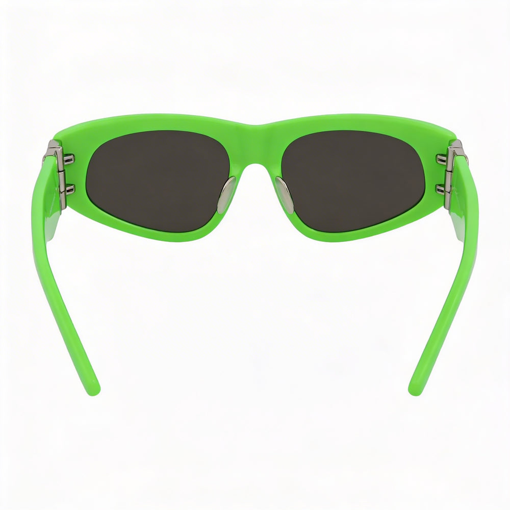 Balenciaga Cat Eye Women's Green Silver Grey Acetate Sunglasses 53mm