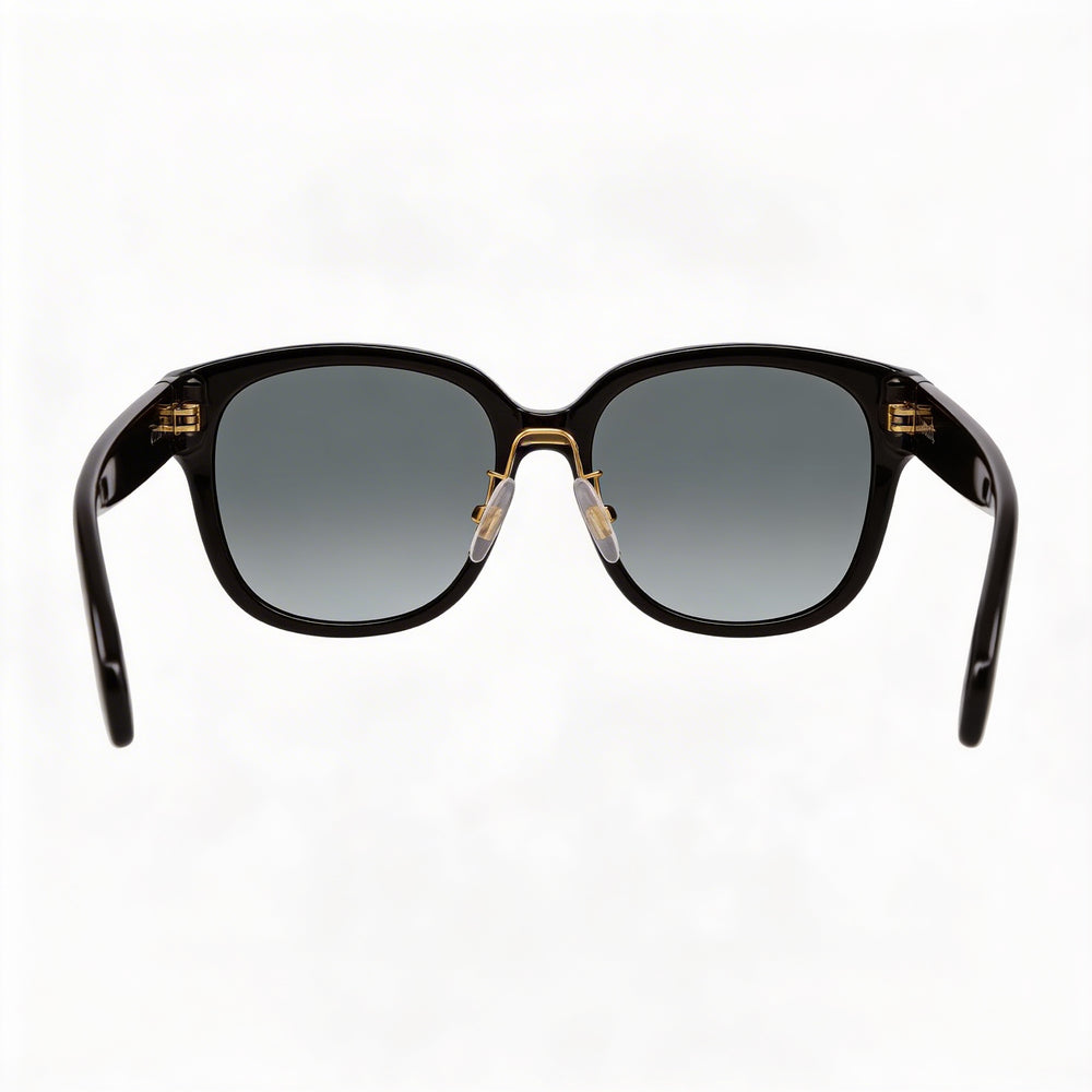 Gucci Gg1409sk-001 Women's Oval Panthos Recycled Acetate Black Grey Gradient Lenses Sunglasses 55mm