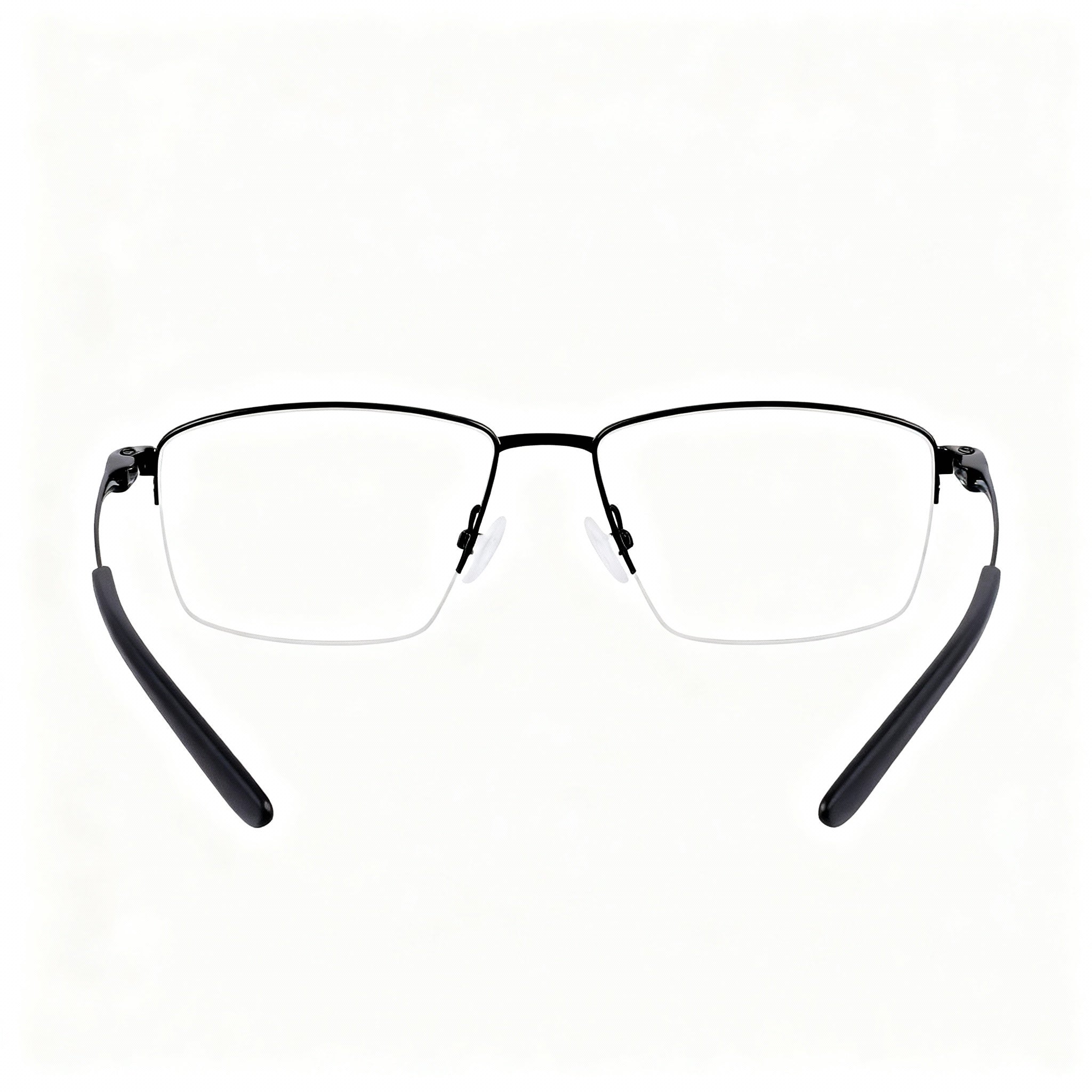 Nike 6045 Unisex Titanium Semi Rim Rectangle Eyeglasses, Titanium Black, 54-17-145, Photo 3
