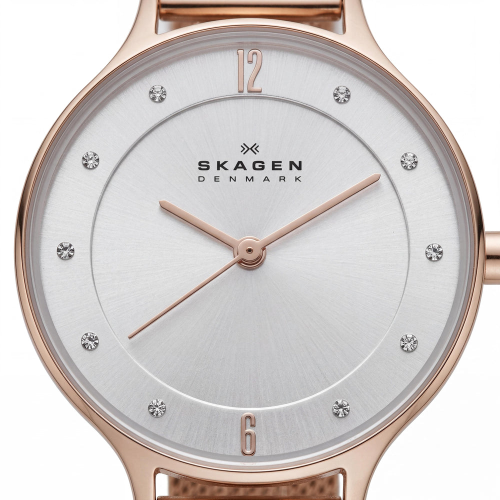SKAGEN DENMARK Reloj analógico SKW2151, pulsera de malla de acero inoxidable en oro rosa para mujer, movimiento de cuarzo, caja de 30 mm