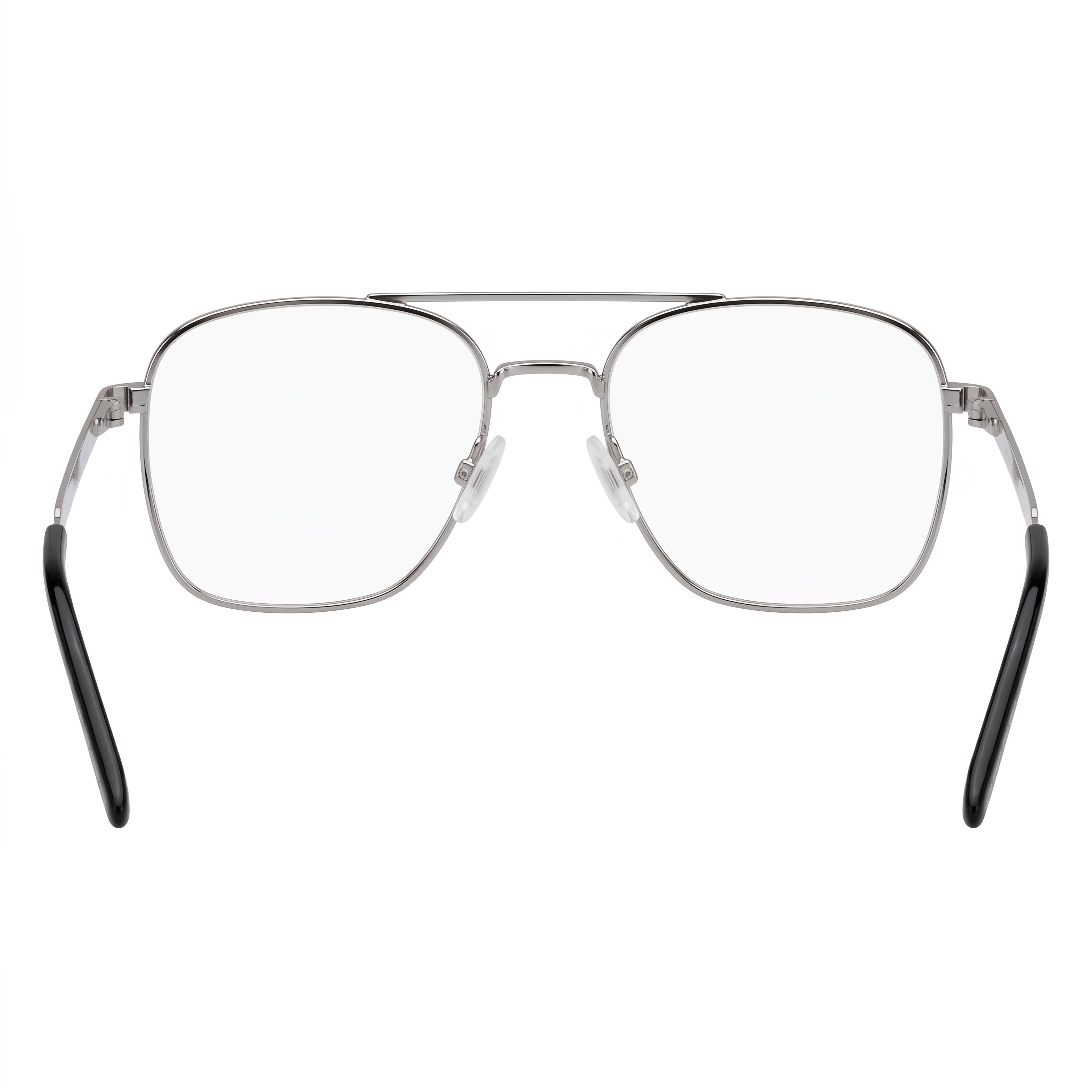 HUGO Square Double Bridge Men's Stainless Steel Ruthenium Eyeglasses Clear Demo Lenses 55-19-145, Photo 4