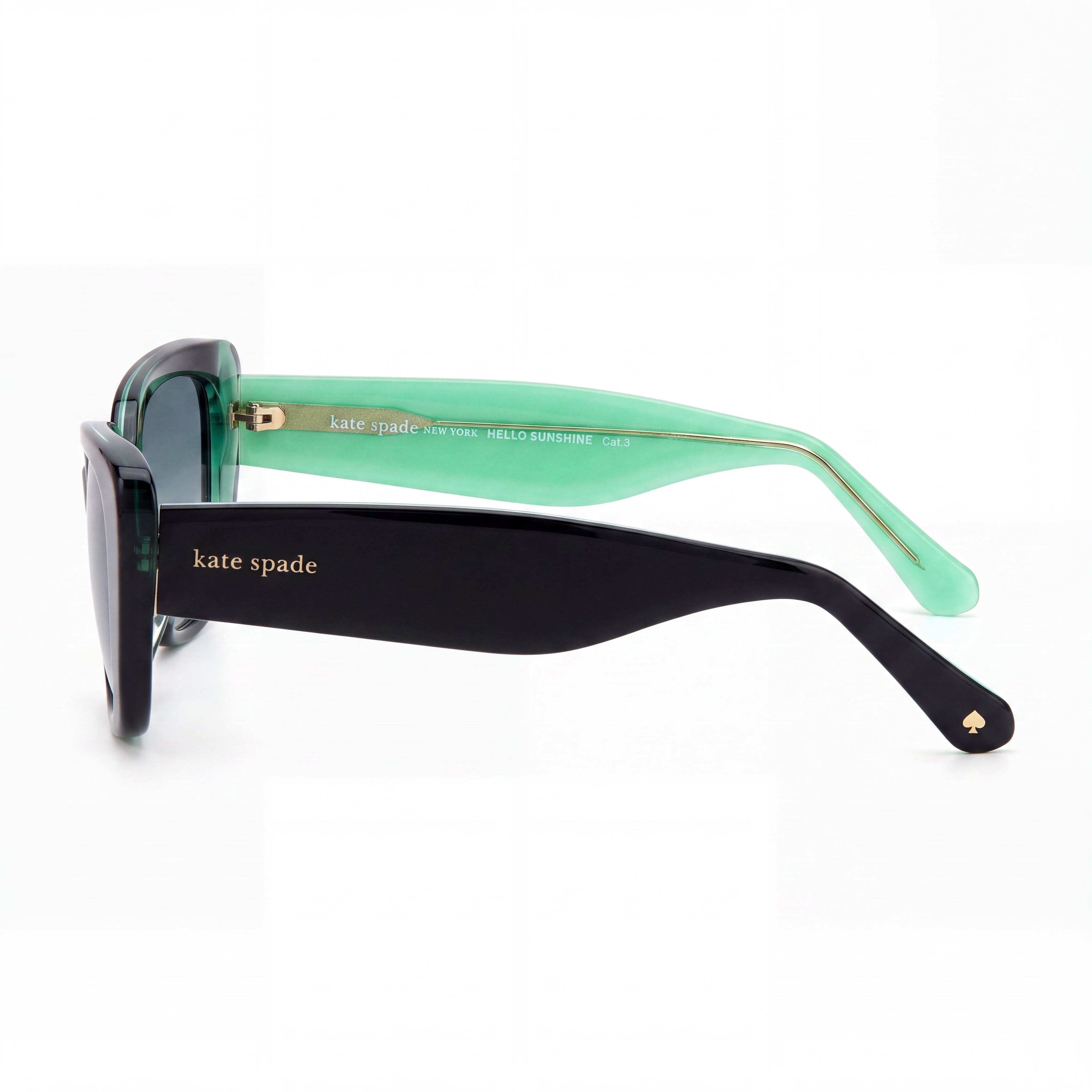 kate spade new york Fabia/S Rectangular Women's Black Green Acetate 100% UV Grey Green Lenses 51mm Sunglasses, Photo 2