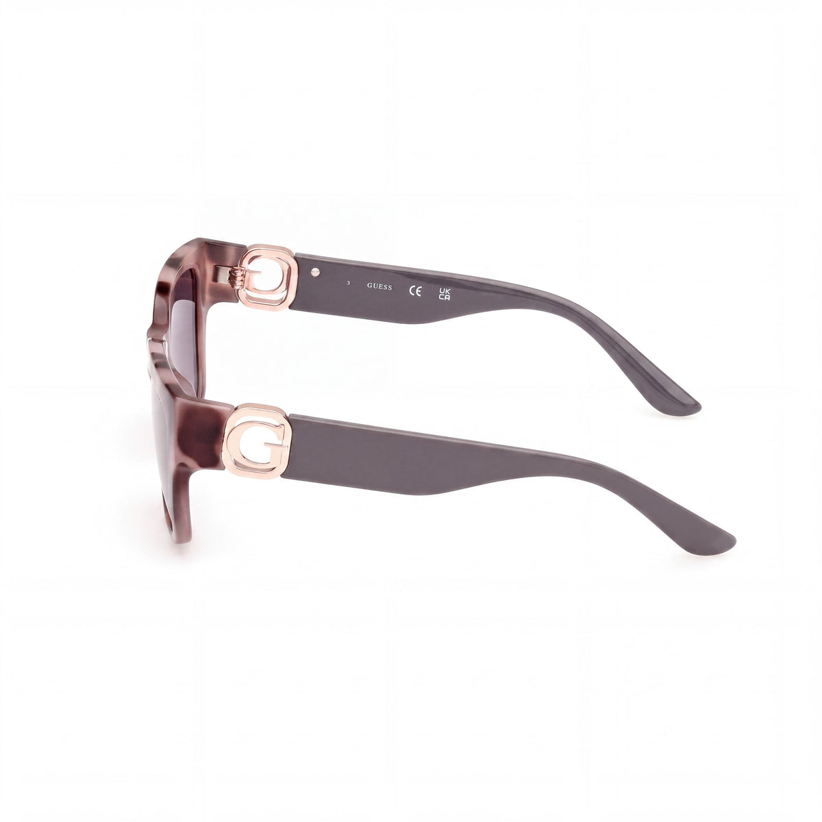 GUESS Gafas de sol inyectadas Gu00105 para mujer, montura Habana brillante gris de color, lentes grises degradadas con protección UV, 56 mm, Photo 3