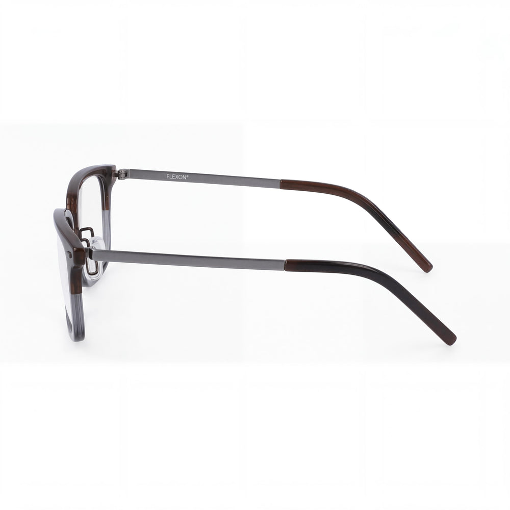 Flexon B2021 Unisex Metal Brown Horn Eyeglasses 54mm