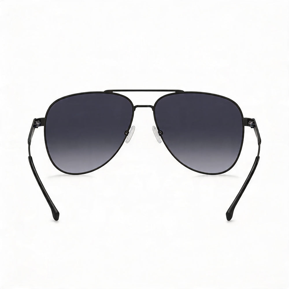 HUGO BOSS Gafas de sol modernas para hombre, con montura de acero inoxidable, protección UV, rutenio oscuro mate, 60 mm