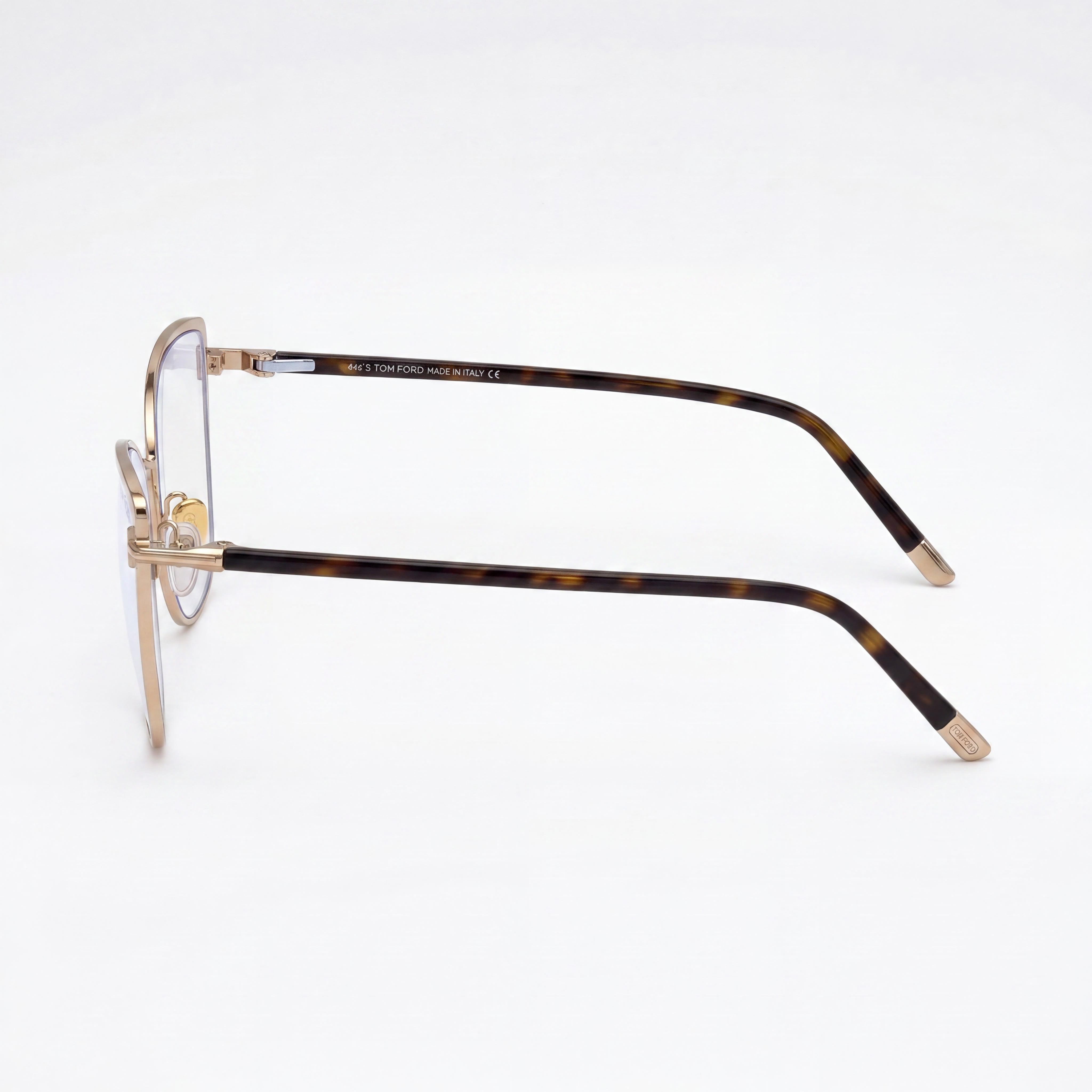 Gafas de vista Tom Ford FT5740-B para mujer, con montura de ojo de gato, de metal, con bloqueo de luz azul, en oro rosa brillante y habana oscuro, 54 mm, Photo 3