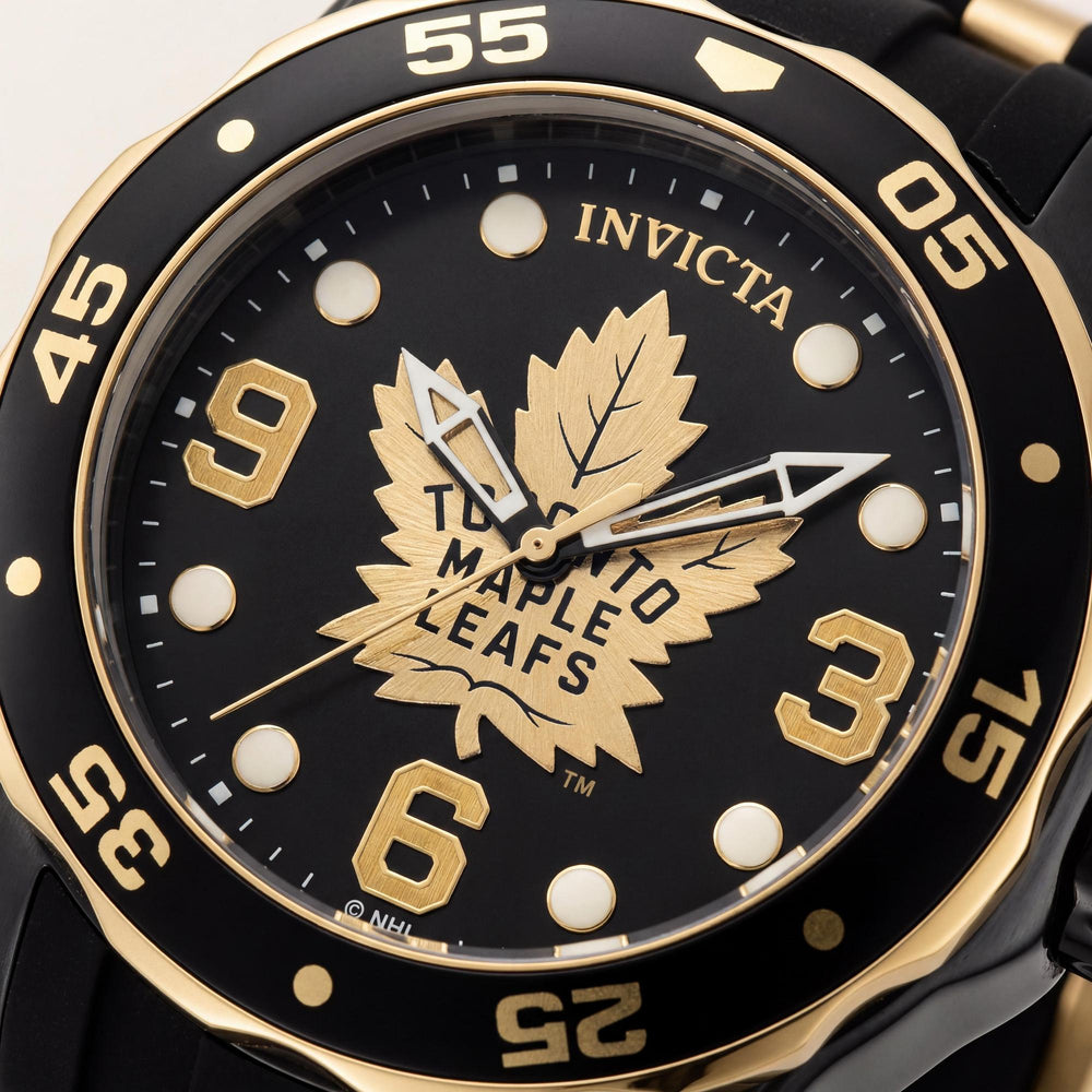 Invicta NHL IN-42326-AMZUK Men's Two-tone Black Gold Water Resistant Stainless Steel Silicone Watch 48mm