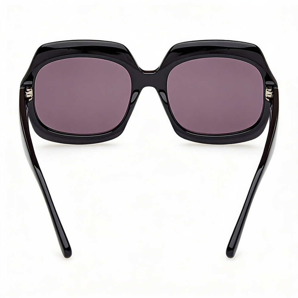 Tom Ford REN FT1155 Unisex Shiny Black Acetate Black Smoke Purple Non-Polarized UV Protection Sunglasses 60mm