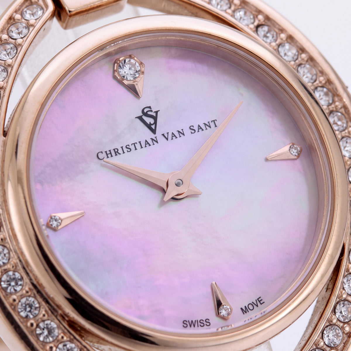 Reloj de cuarzo Christian Van Sant CV2934 de acero inoxidable en oro rosa con esfera rosa para mujer, Photo 2