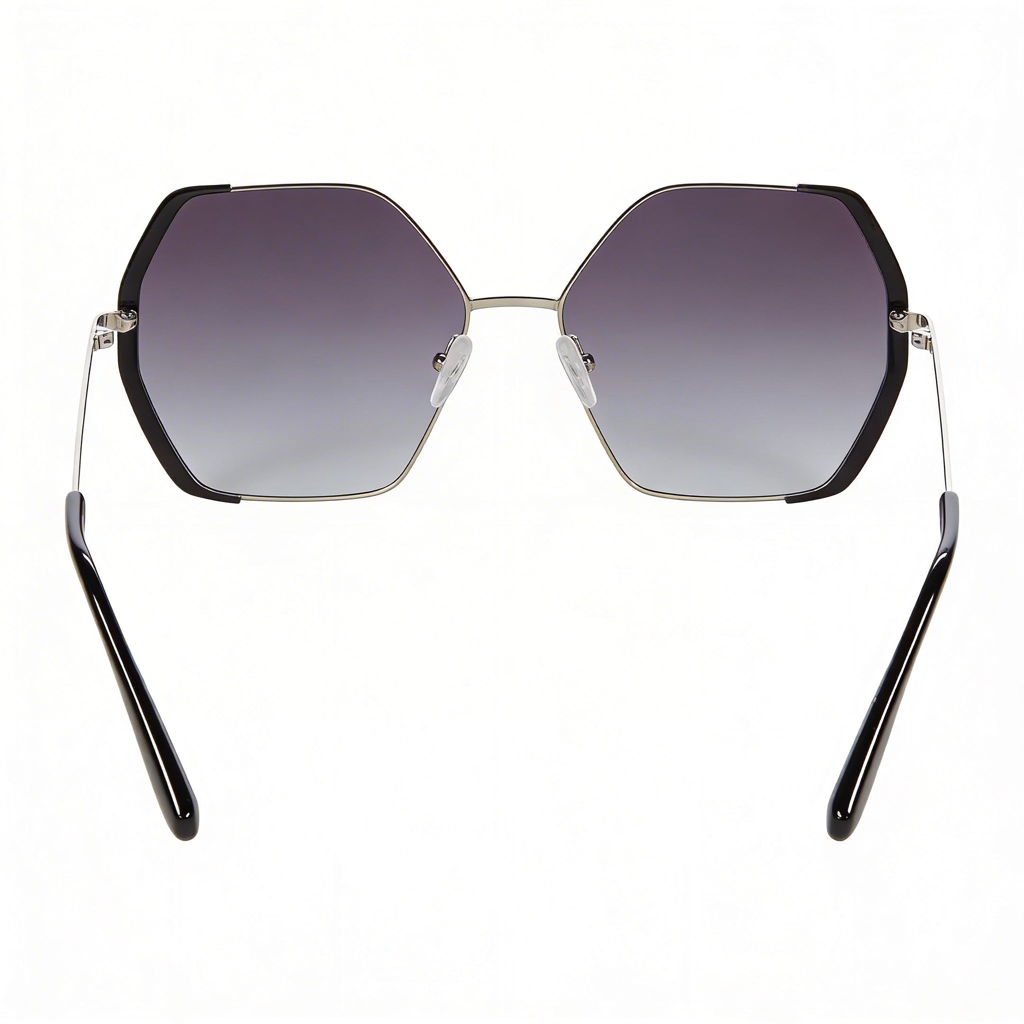 GUESS GF0387 Women's Clear Shiny Light Nickeltin Plastic Frame Gradient Smoke Lens UV Protection Sunglasses 57mm, Photo 3