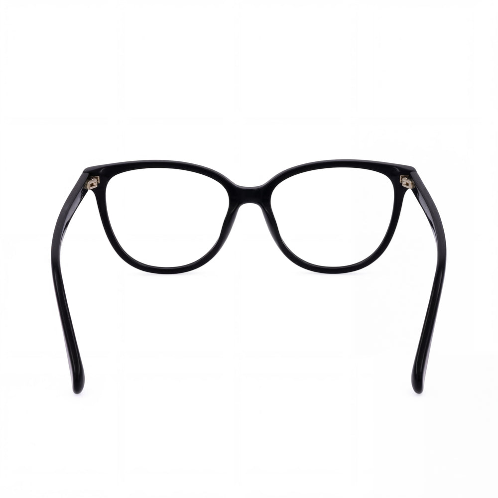 MaxMara Casual Women's Shiny Black Acetate Frame Eyeglasses with Transparent Lenses, 54mm Lens Width