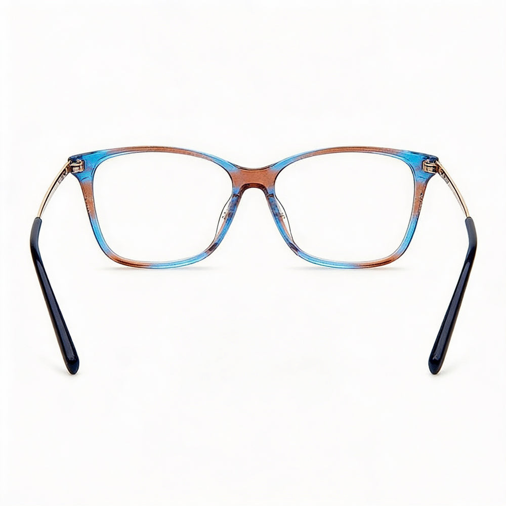 Gafas de vista rectangulares de acetato con purpurina azul y marrón para mujer M Missoni Color Line Collection MMI 0015 54-16-145 mm