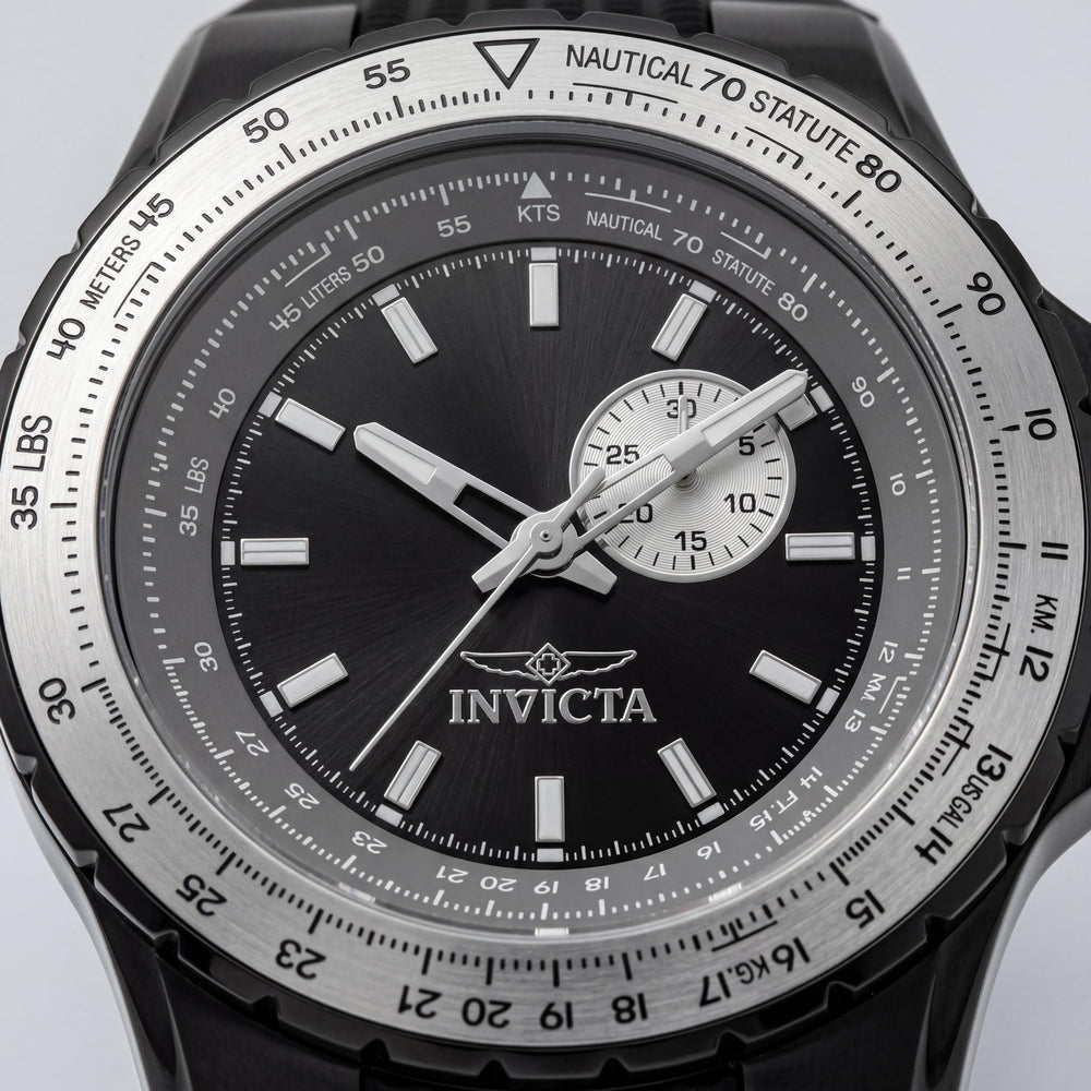 Reloj de cuarzo unisex Invicta Aviator 49720, acero inoxidable, esfera gris, correa de silicona, caja de 50 mm, resistente al agua 10 ATM