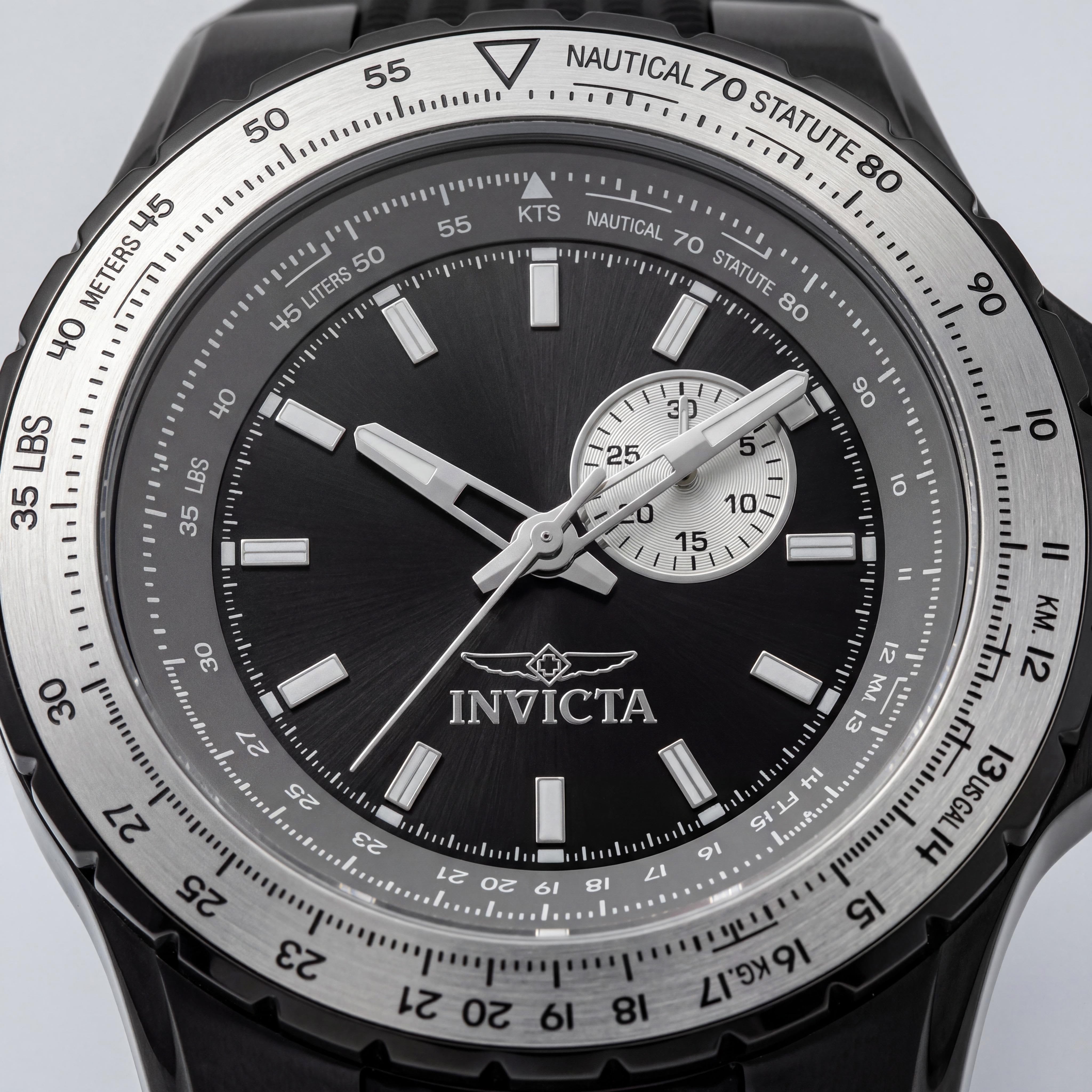 Invicta Aviator 49720 Unisex Quartz Watch, Stainless Steel, Grey Dial, Silicone Strap, 50mm Case, 10 ATM Water Resistant, Photo 2