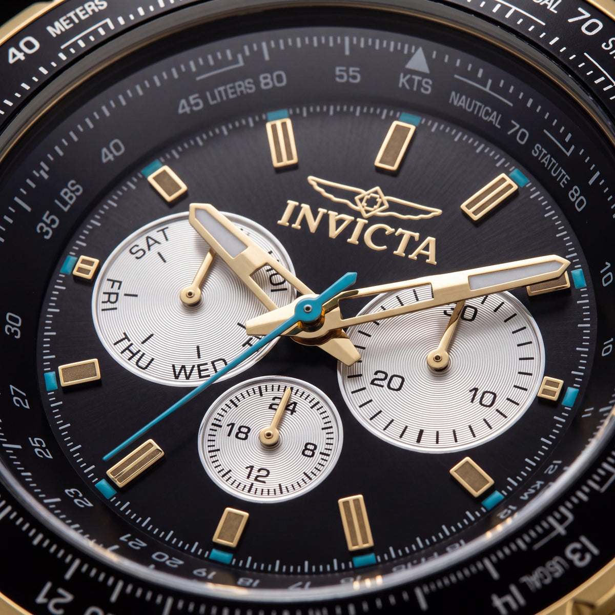 Invicta Strap Men's 50mm Green Silicone Band Gold-Tone Stainless Steel Quartz Watch with Glow In The Dark Features, Photo 2
