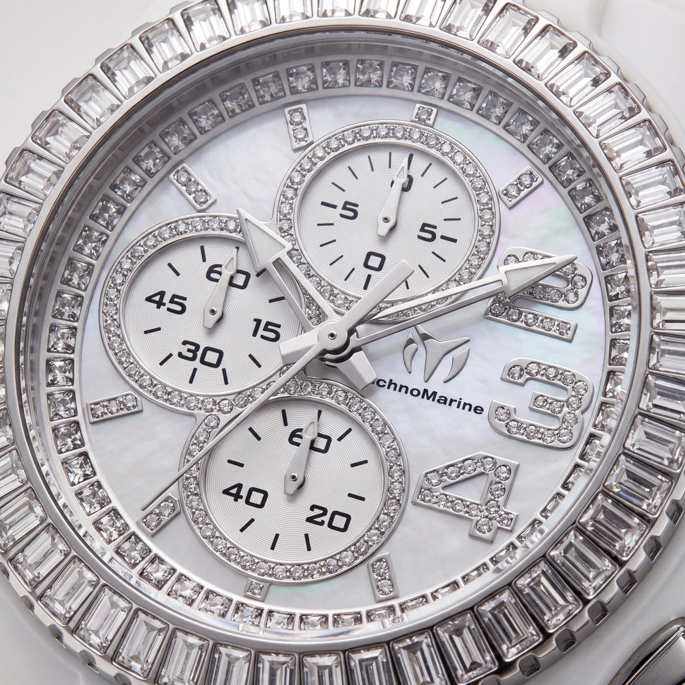 Reloj de cuarzo cronógrafo Technomarine Cruise TM-121181 unisex de 45 mm, acero inoxidable plateado, correa de silicona
