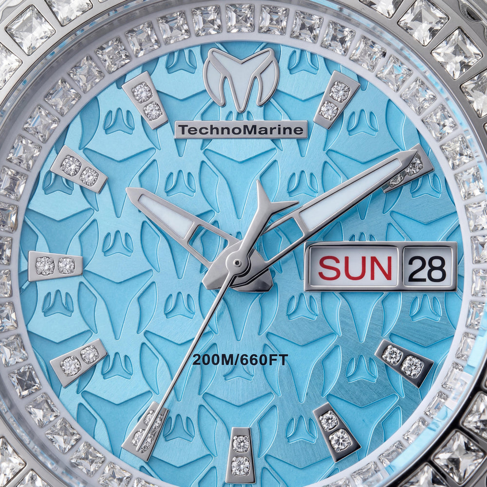 Reloj de cuarzo Technomarine Cruise TM-125039 para mujer, correa de silicona con esfera azul, caja de acero inoxidable plateada de 40 mm